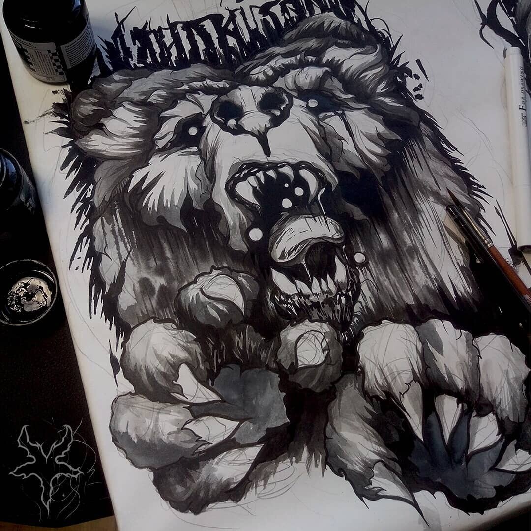 Bear tattoo sketch  Татуировки медведя Лесные татуировки Изображения  медведей