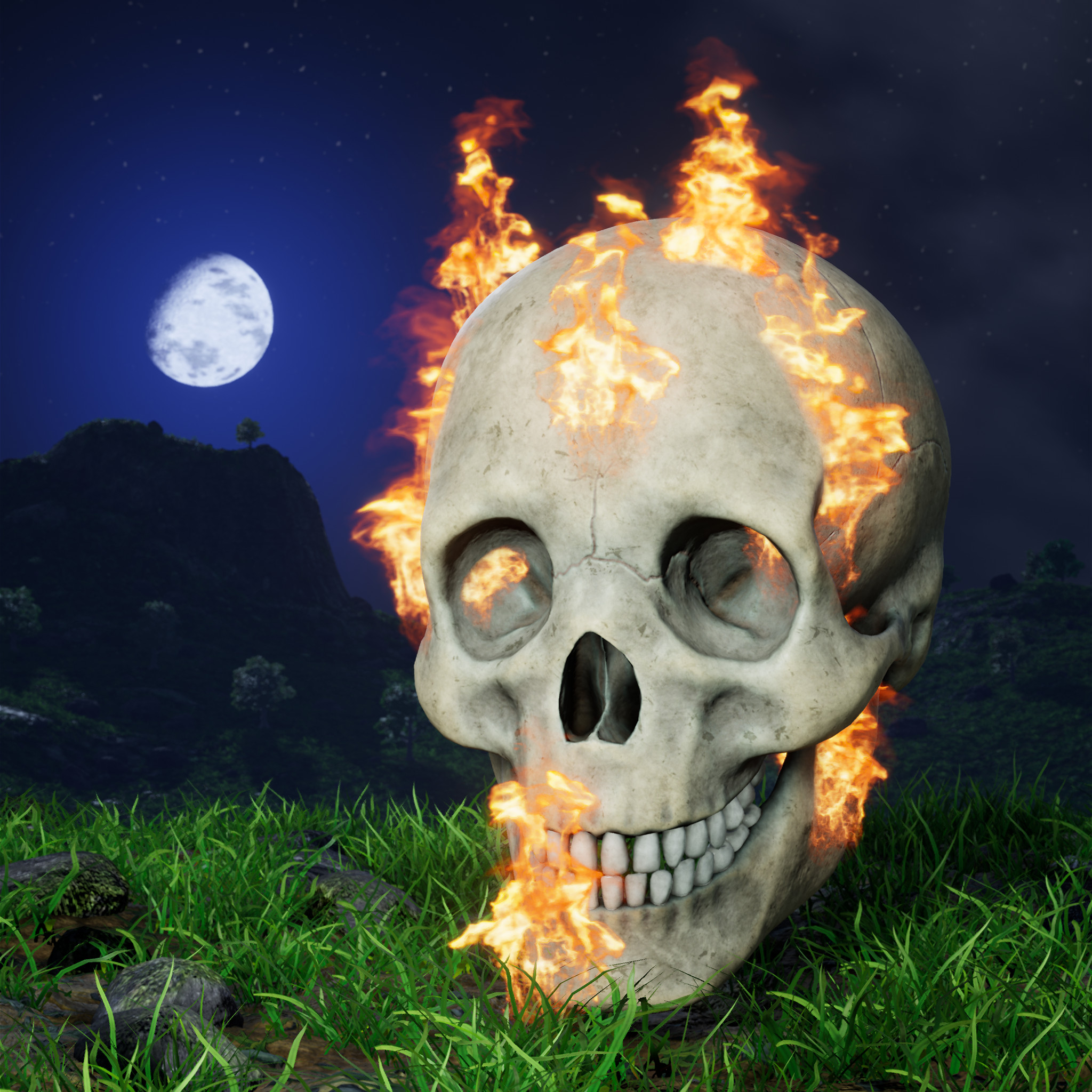 Artstation Skull On Fire Painting Re Imagination Ue4 Matthew Grimm