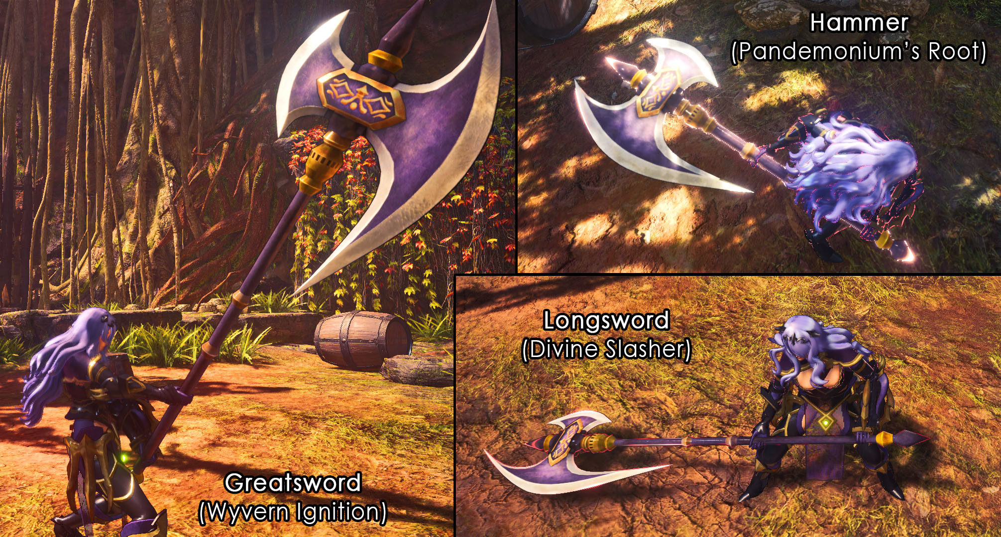 Her axe on a few weapons. The form and size was adjusted on each to fit gameplay better.