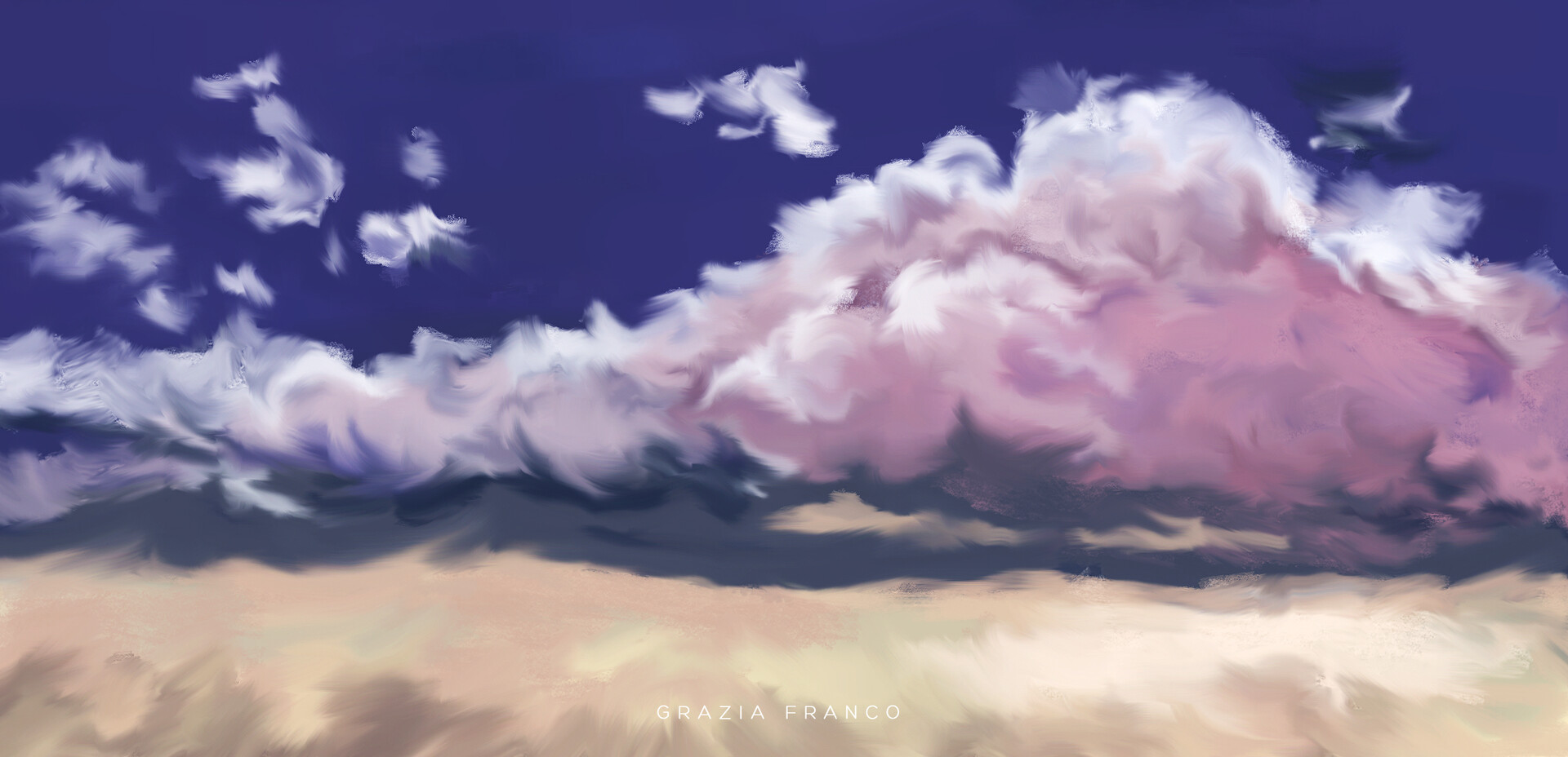 Artstation Pink Clouds On Field Grazia Franco