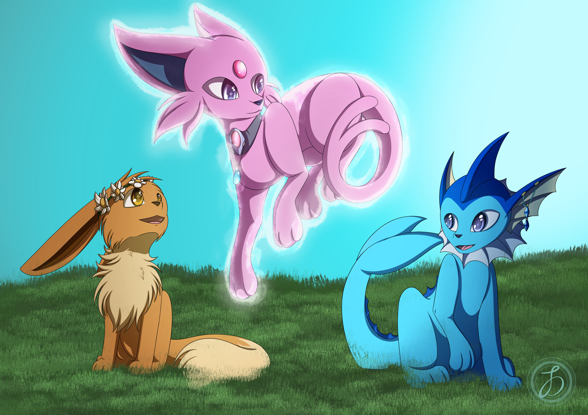 ArtStation - Eevee, Espeon and Vaporeon