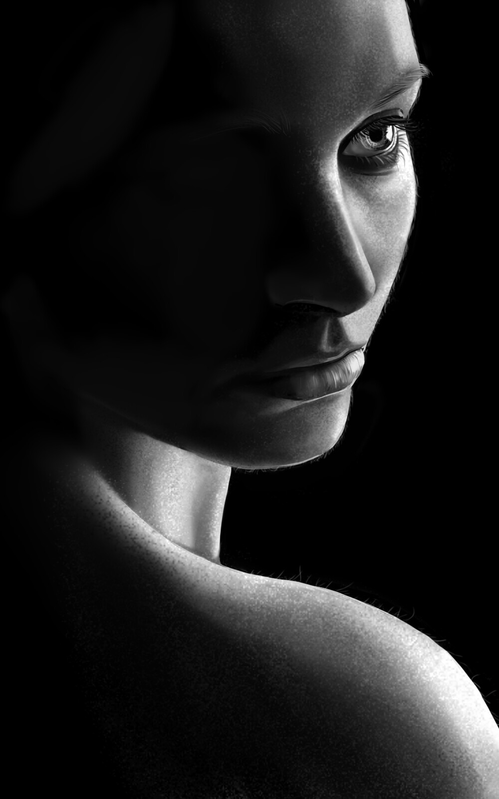 Женское лицо в тени