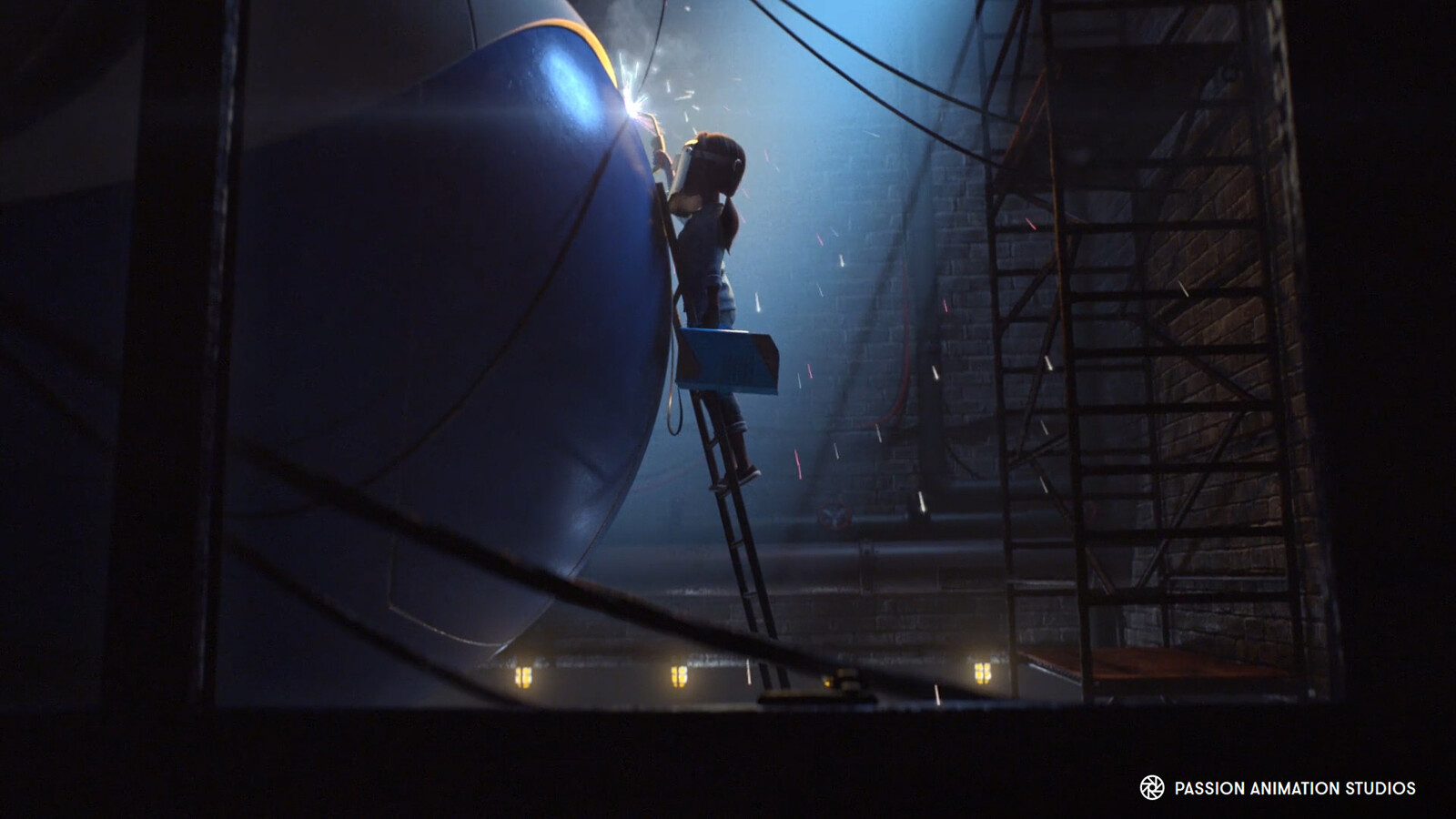 Giant robot, welder, welding mask and environment modeling