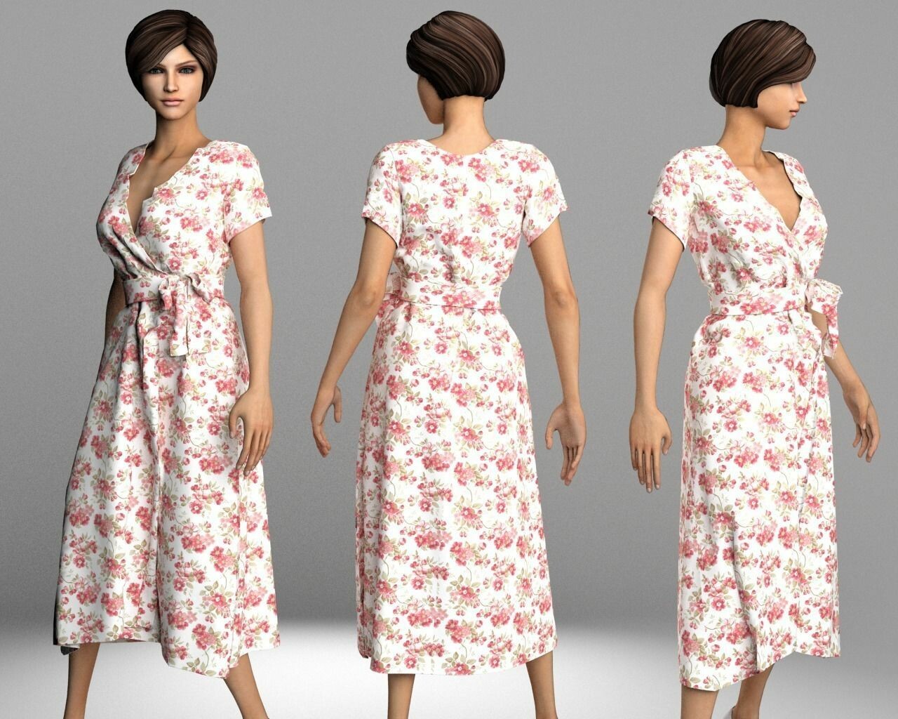 ArtStation - Stylish Designer Women Wrap Dress 3D model