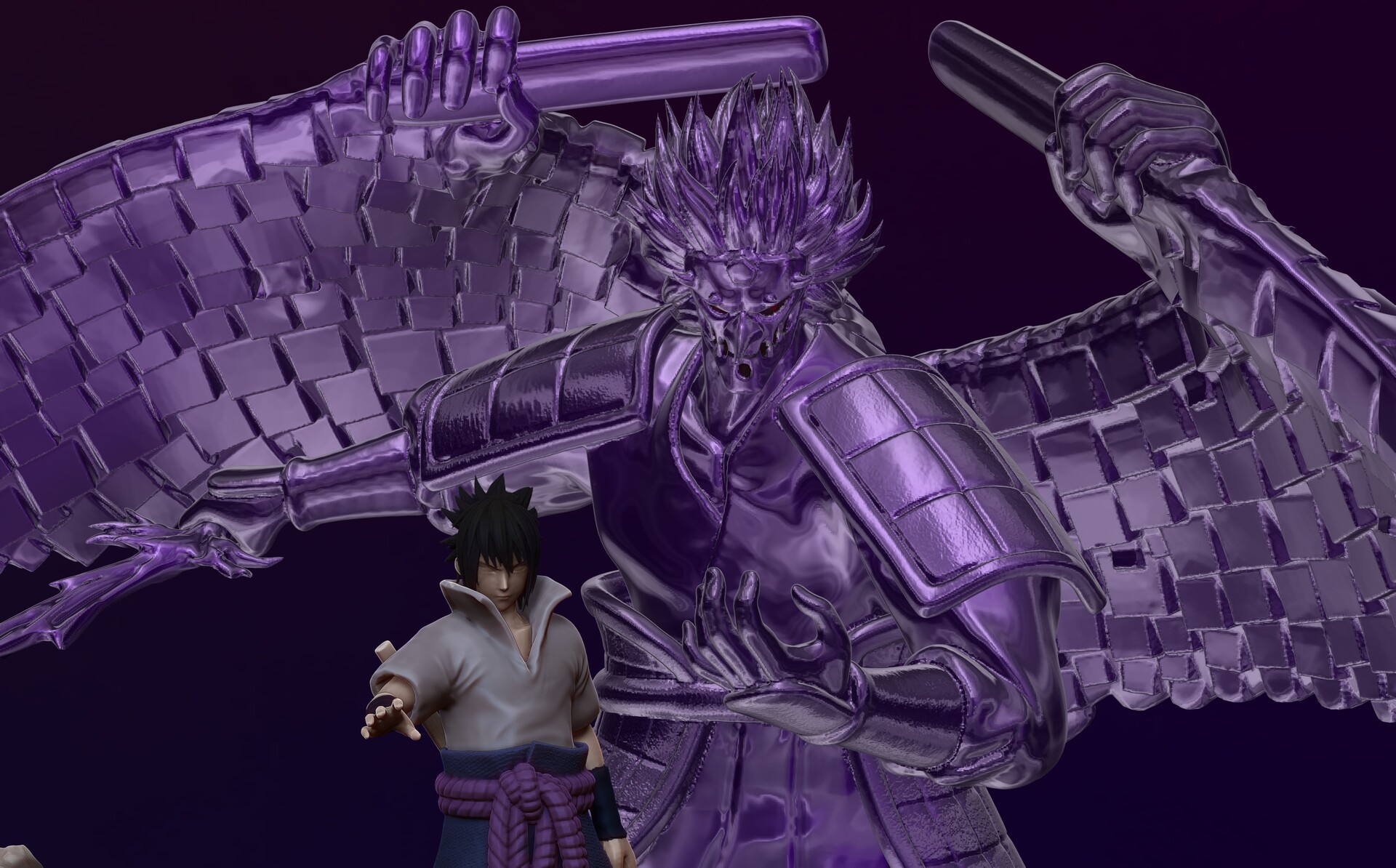 Wallpaper Artstation Sasuke Uchiha Wiht Perfect Susanoo And Aoda 3d Print For Android Free