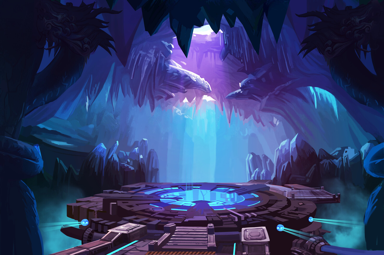 Artstation Mystery Cave With Sci Fi Building Video Game S Digital Cg Artwork Concept Ill Nguyễn Kim Thiện