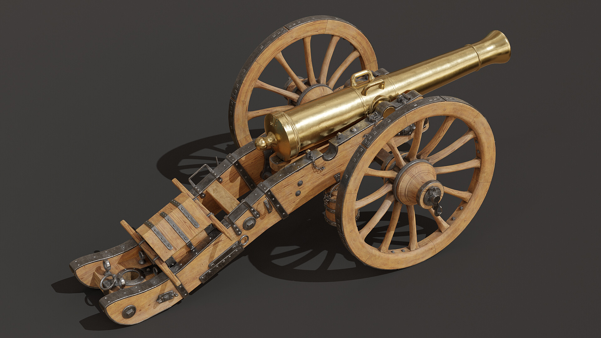 Vintage Brass Napoleonic Field Cannon 