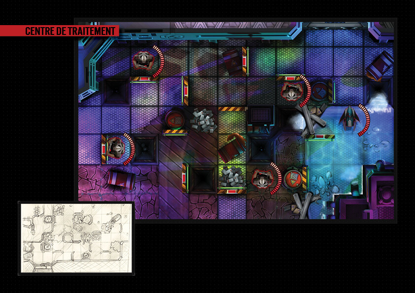 Second level : Fully playable, yet still needed some difficulty calibrations. 
This map is representative of a team work. I made the whole ground asset, some lighting and some 2D/3D assets for the environment. 