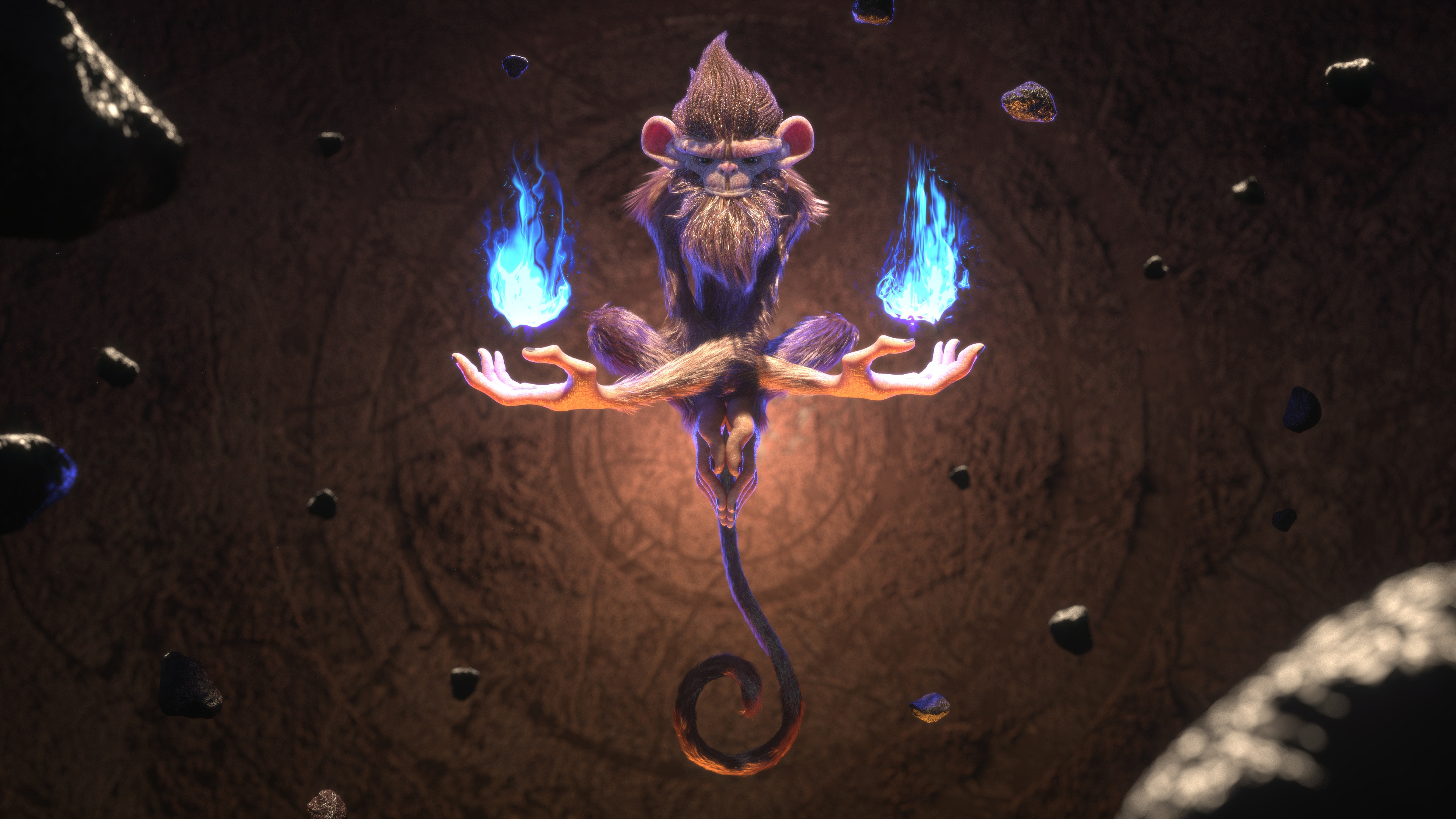 Frostfire Monkey, based on Pierluigi Vessichelli artwork