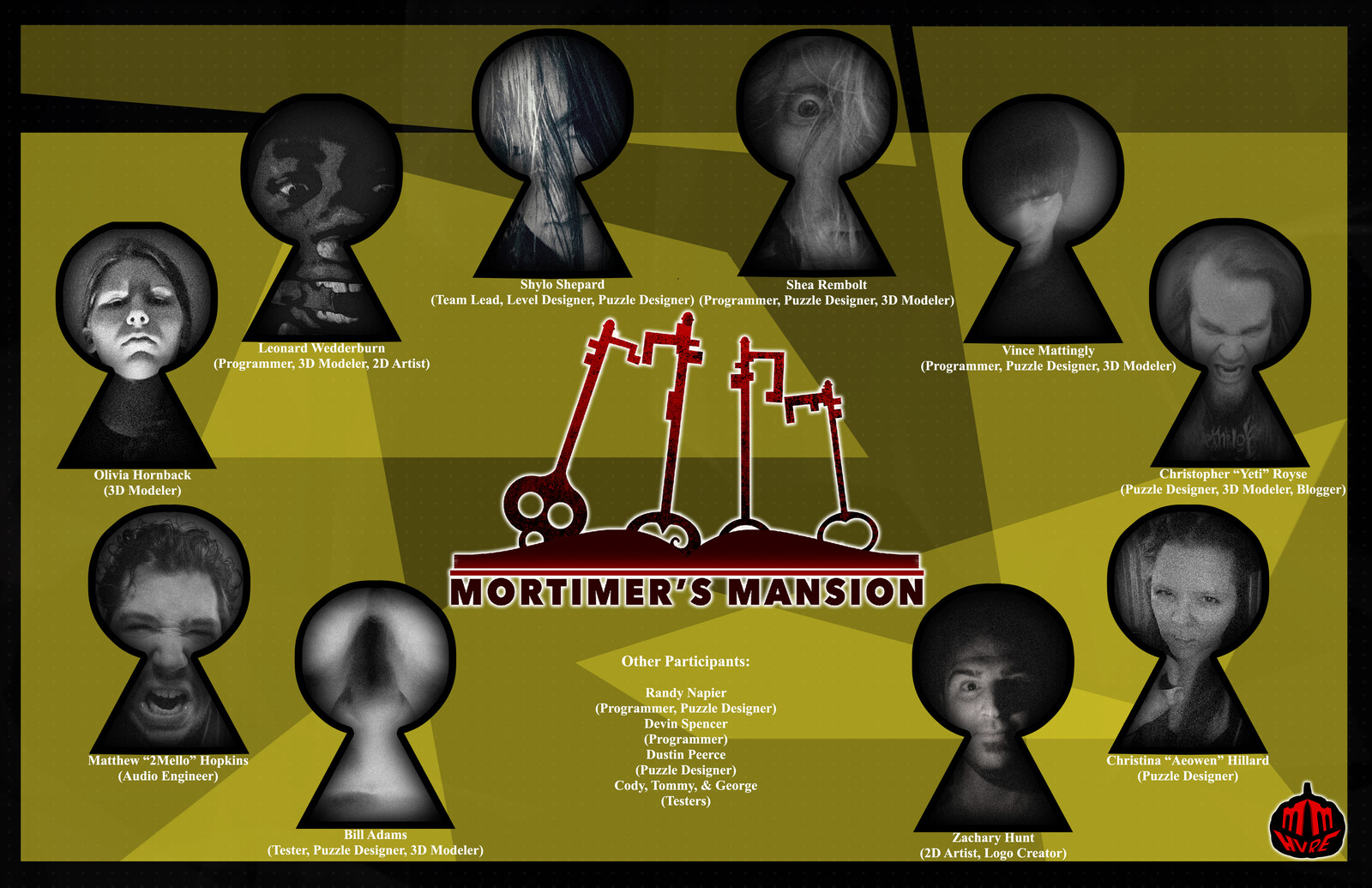 Back of brochure for MM, showcasing the creators