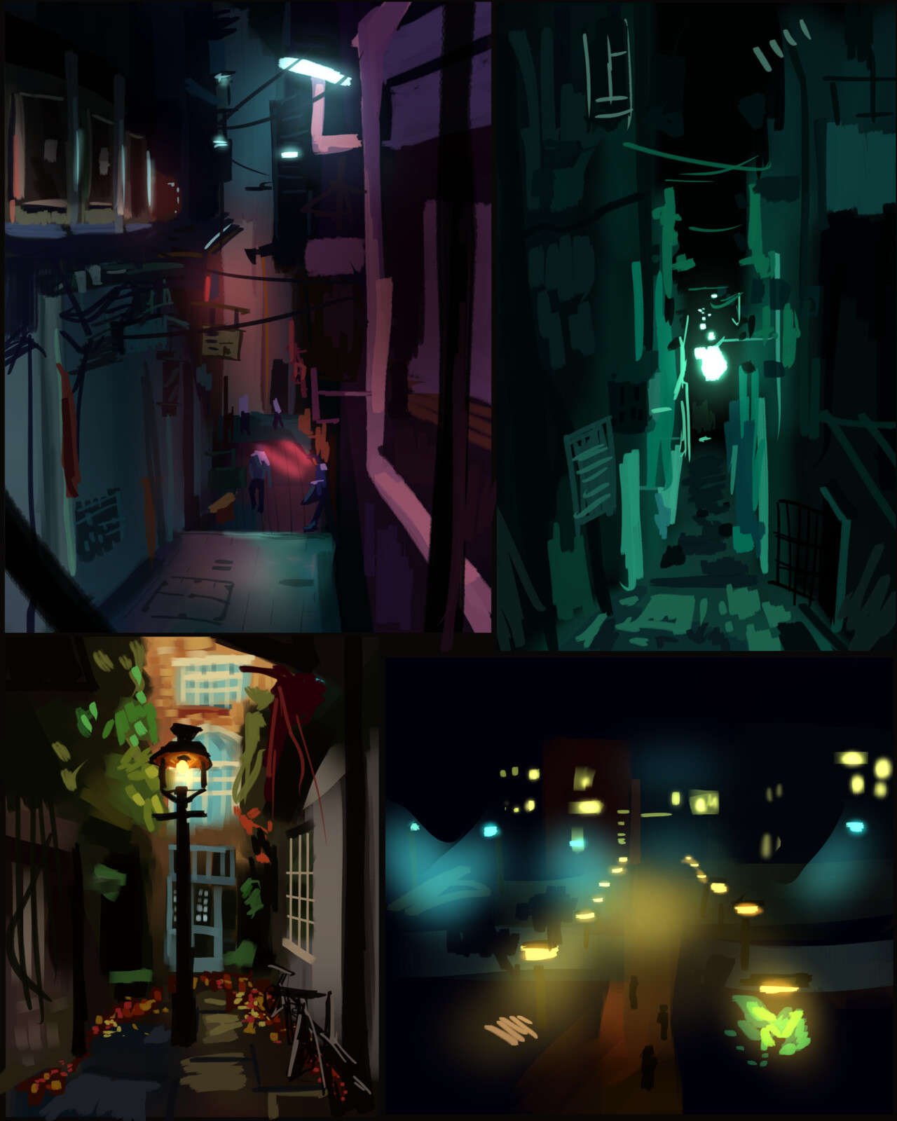 Artstation Aesthetic Alleyway Lighting Lunaticmoonart