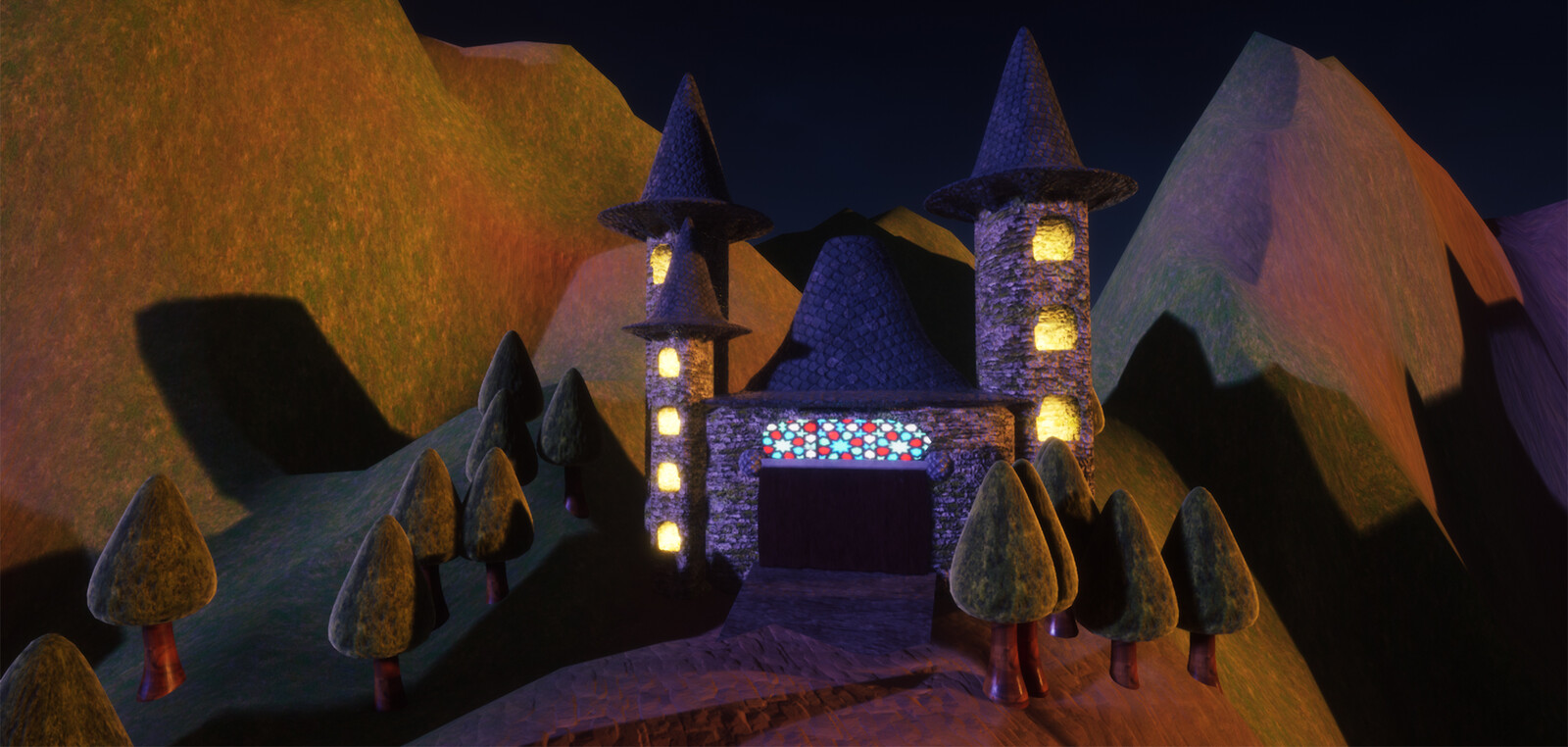 Final render of my castle scene setup in unreal 