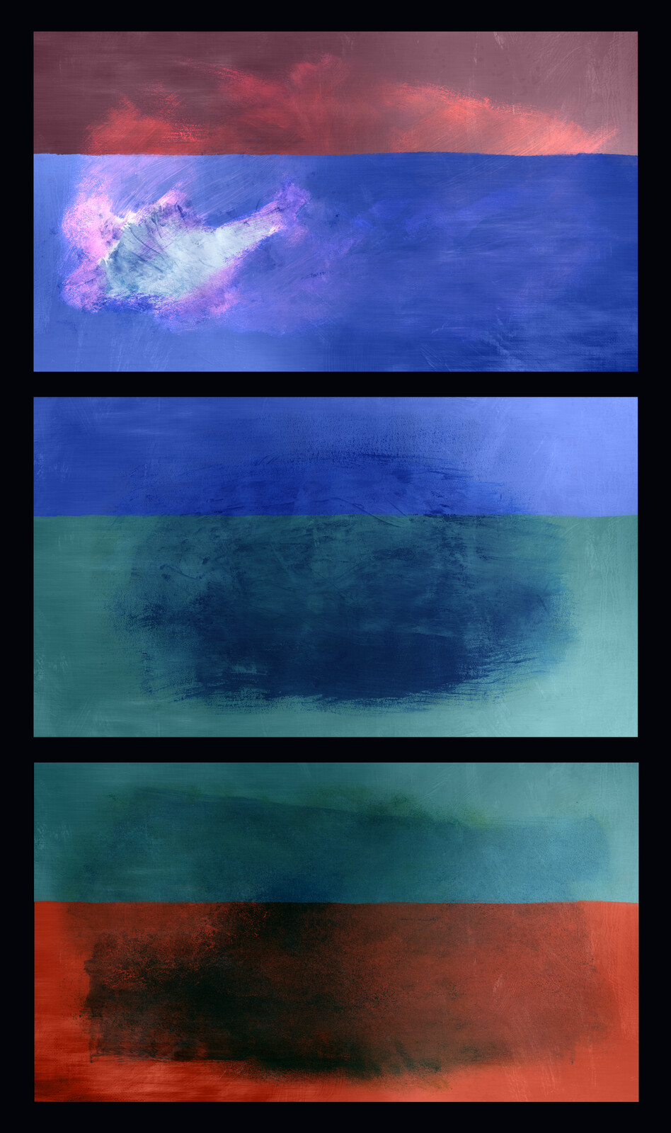 I did all the hallway paintings used in the movie. This series of 3 abstract paintings was my favorite.