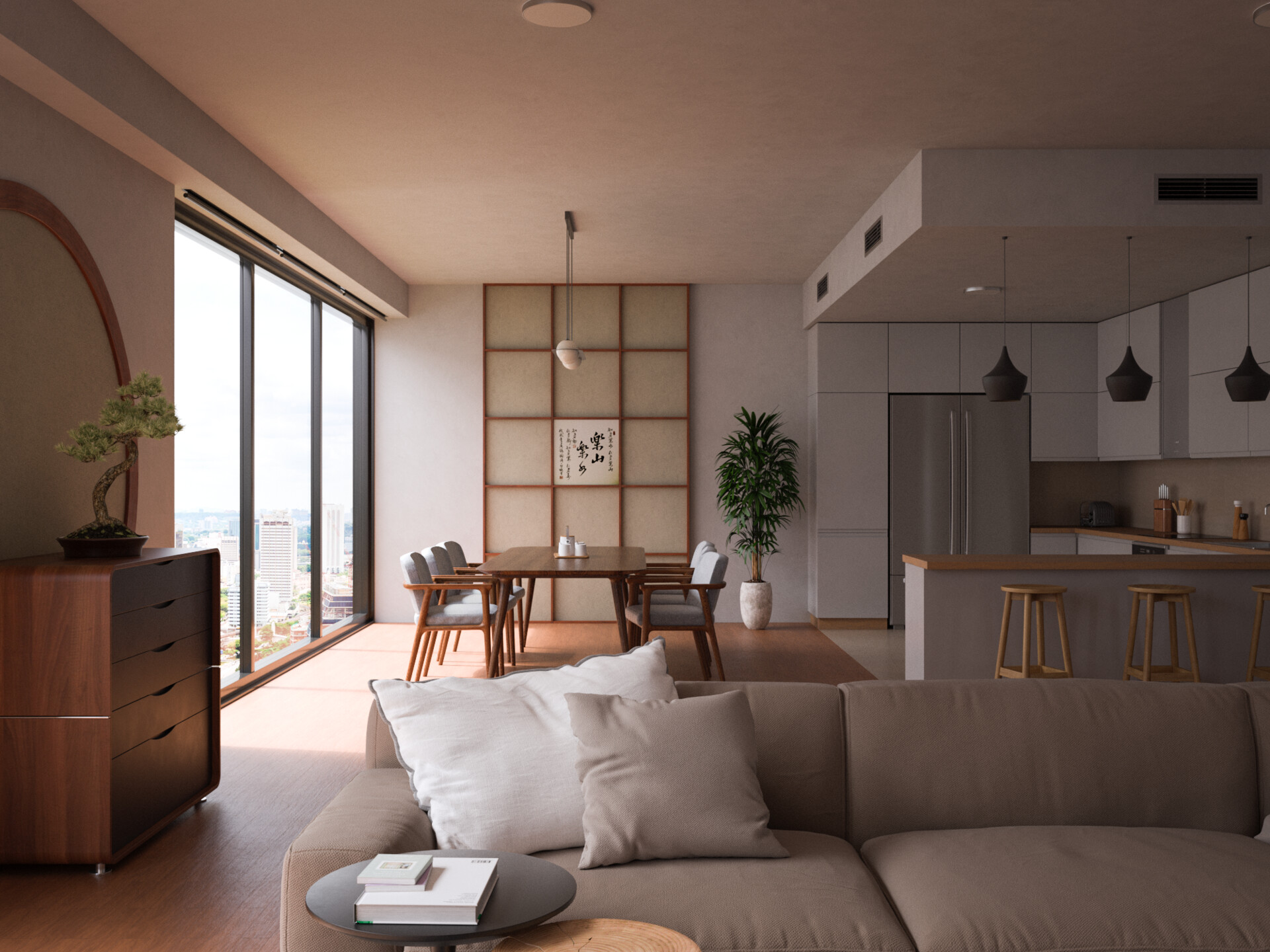 Artstation Modern Japanese Apartment Pablo Carbajo