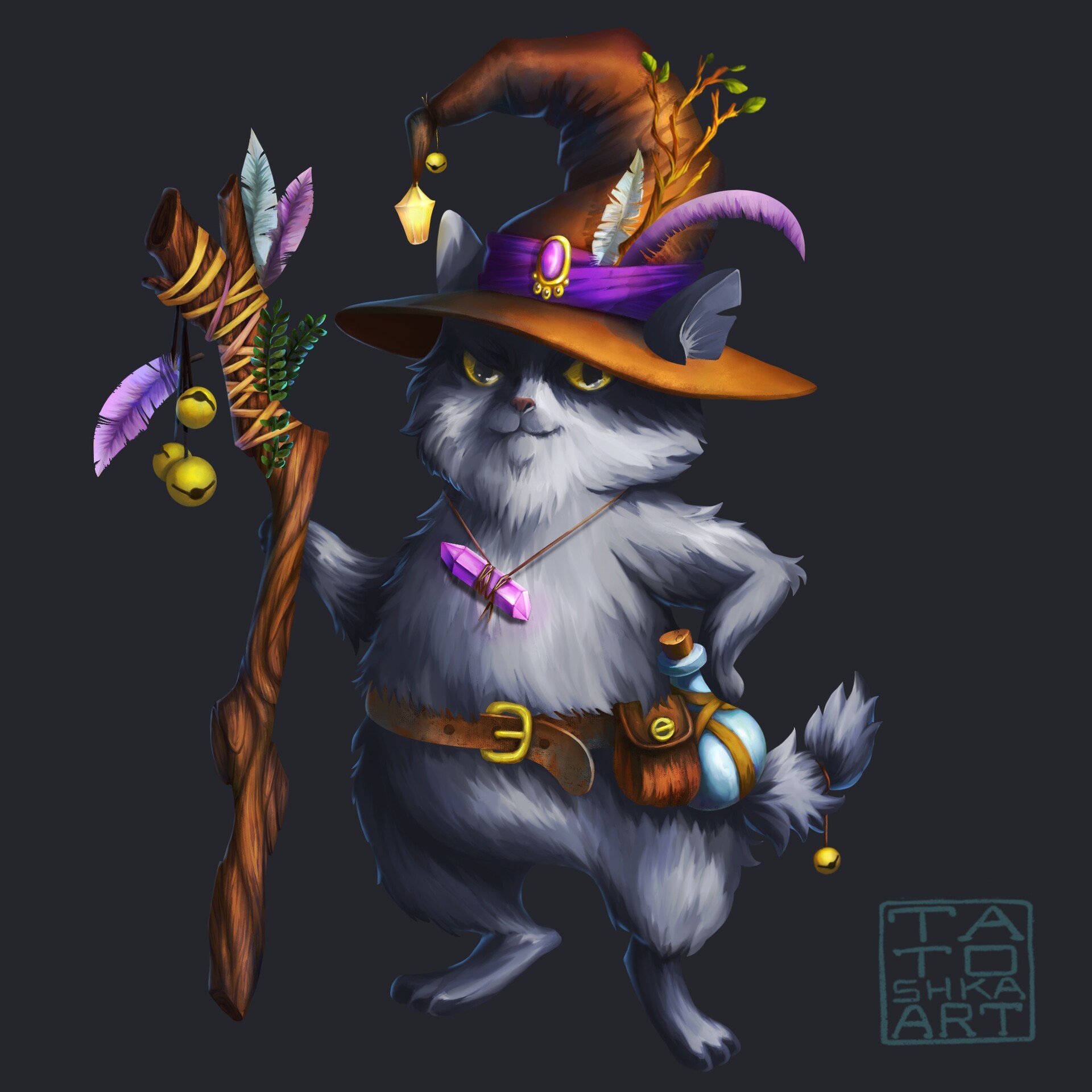 Art by Ifer — Cat in a wizard hat request