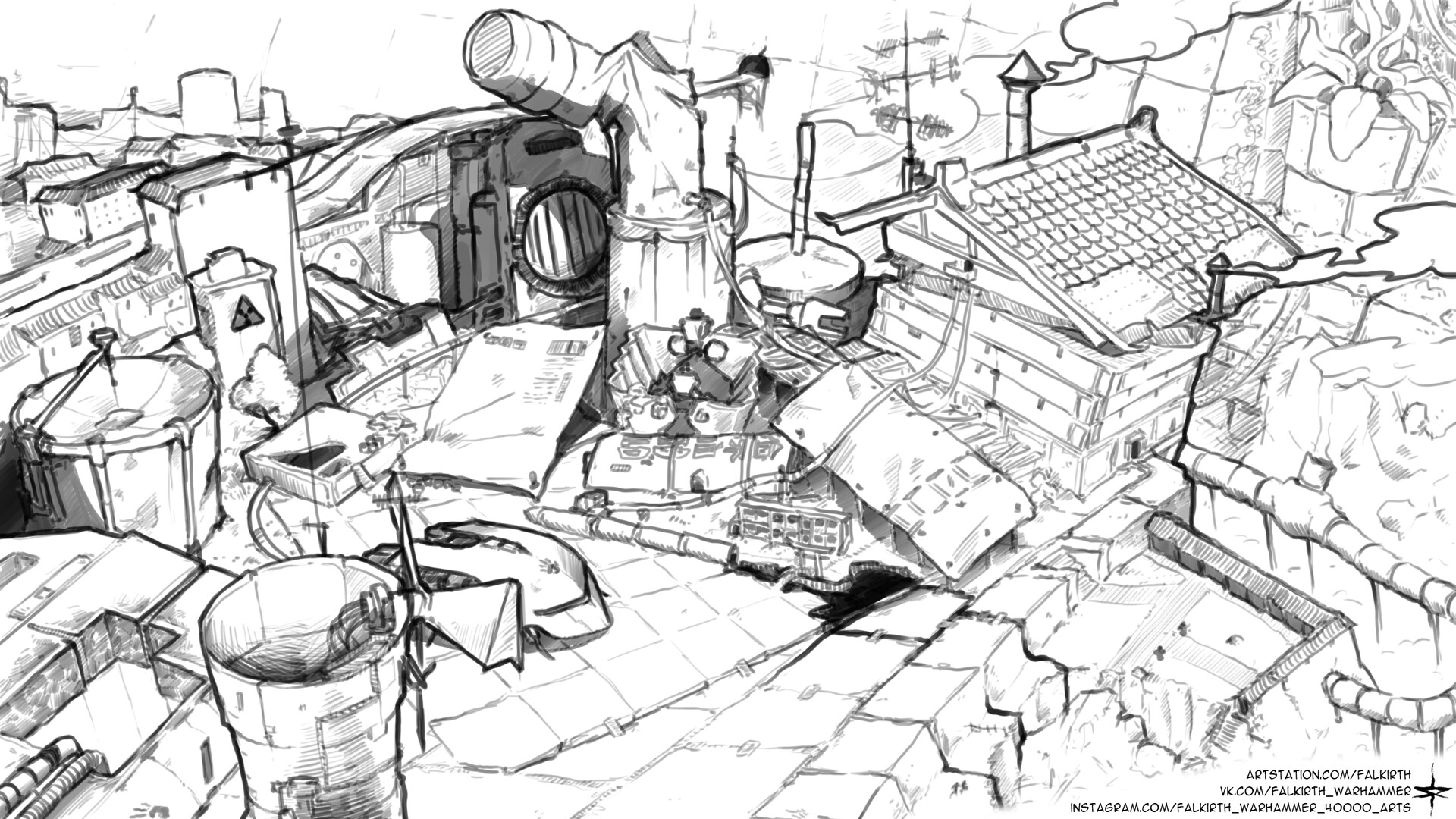 Falkirth Warhammer 40000 Concept Arts Japan Cyberpunk City By My Workplace
