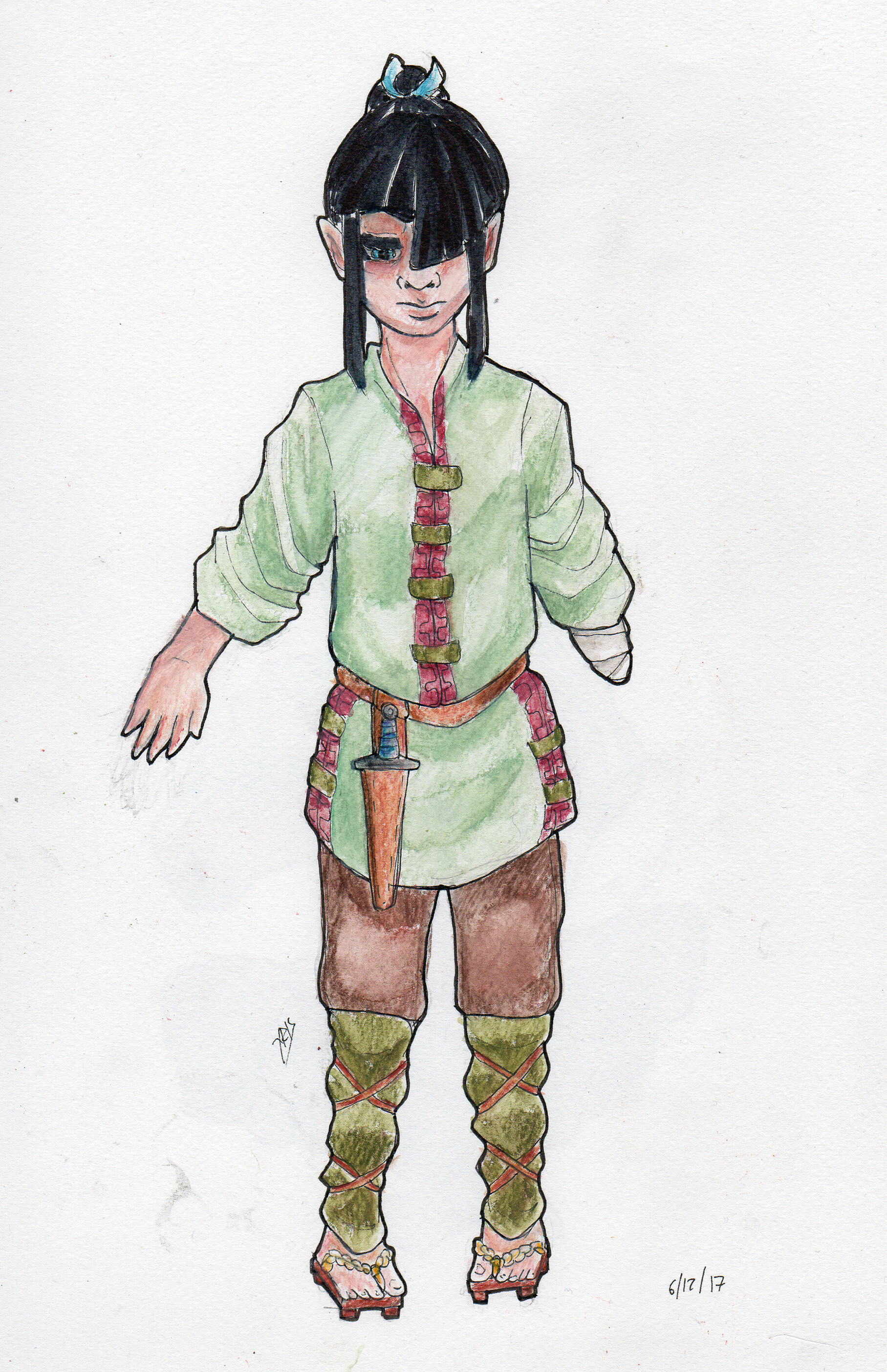 Artstation Black Haired Elf Christina Lagou Drawing, women, elves, dark hair, short hair, claws, warrior, weapon, steel, nature. black haired elf christina lagou
