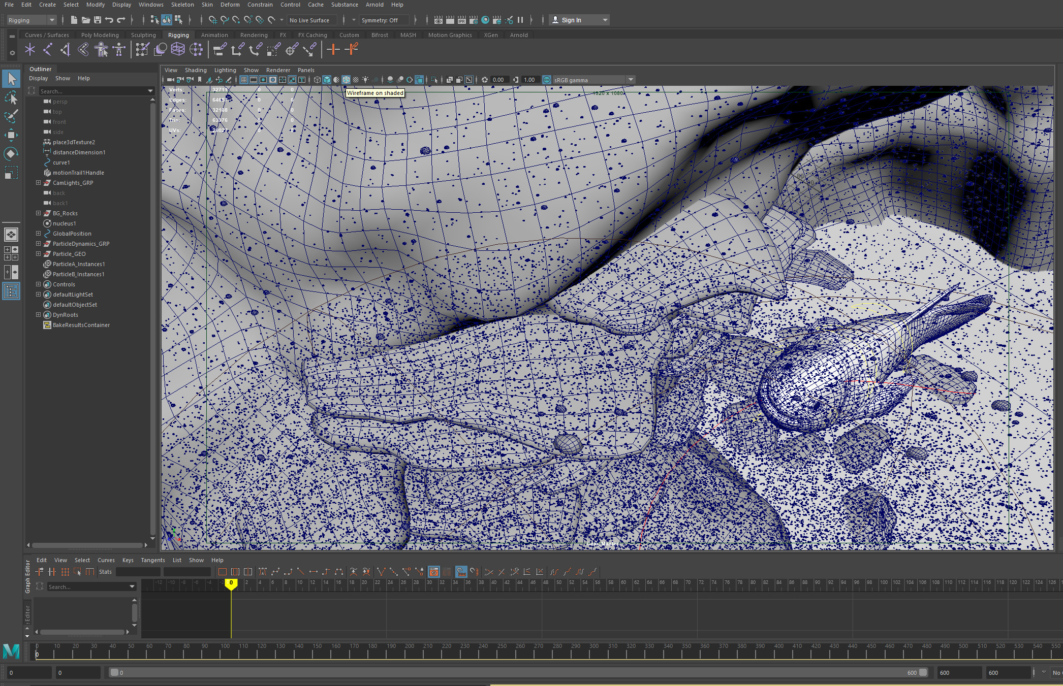 Particles created in Maya using nparticles.