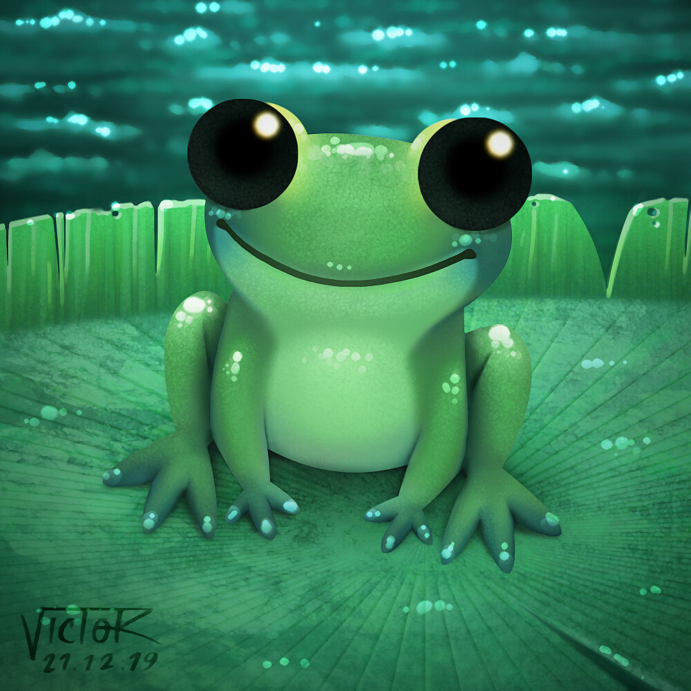 ArtStation - Stylized little frog hiding from the sun