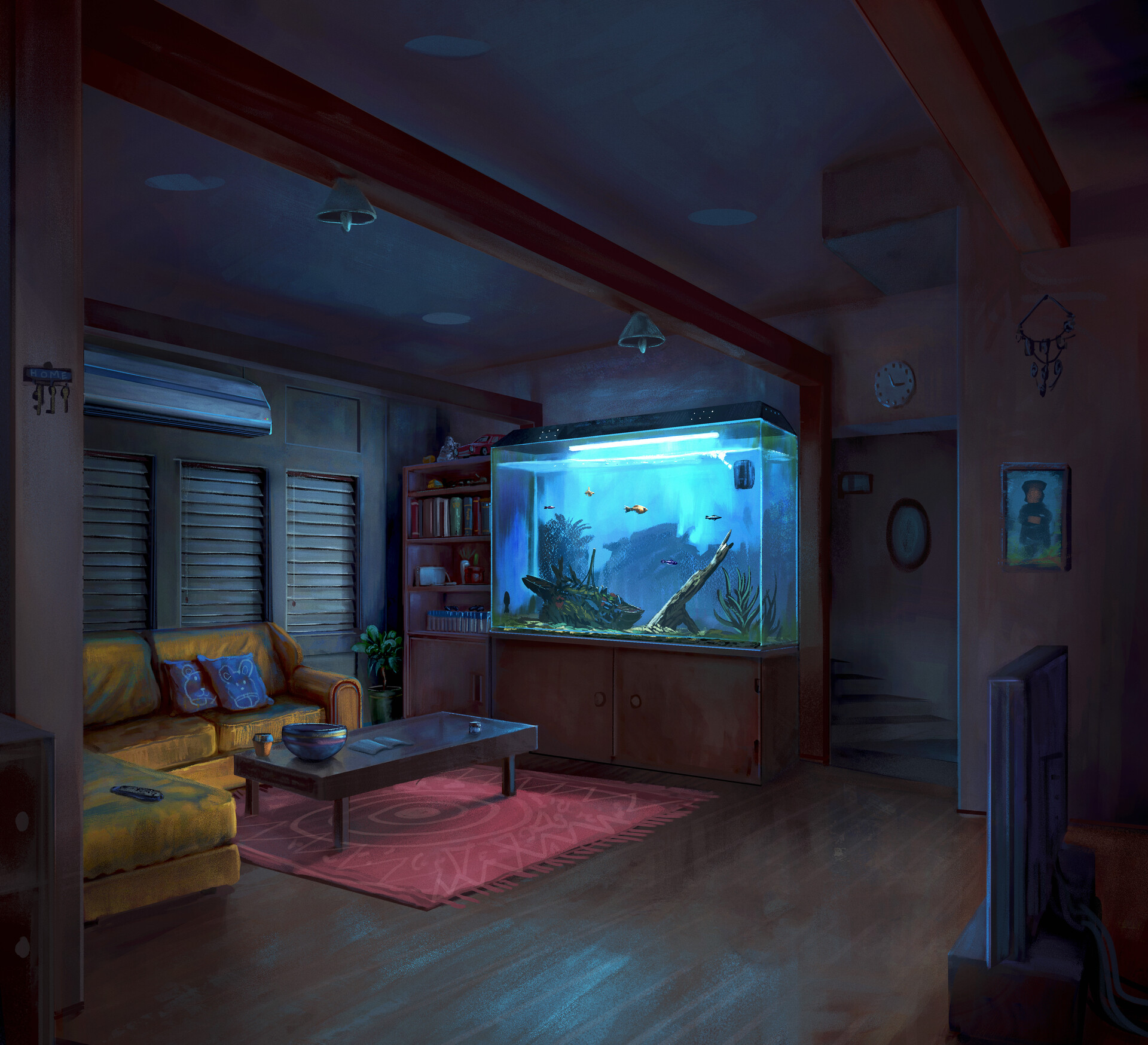 Artstation Fish Tank Living Room Julio Dionizio