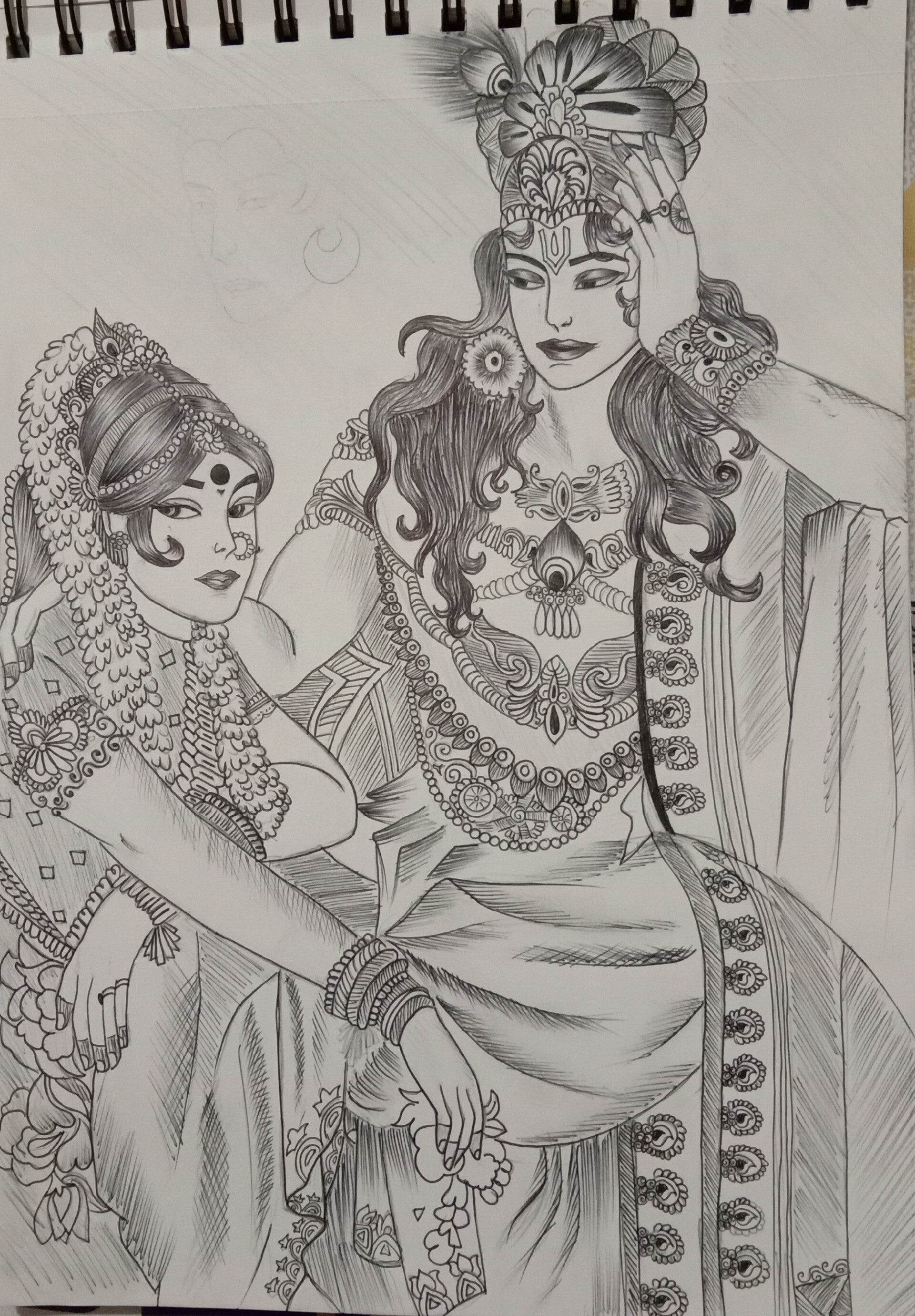 Radha Krishana Symbol Of Love | Lord Krishna Pencil Sketches | 3d-mon.com