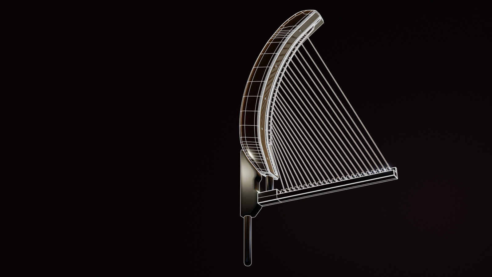 The (modern) KUGO 箜篌 Japanese Ancient Music Instrument Layer 8 Wireframe