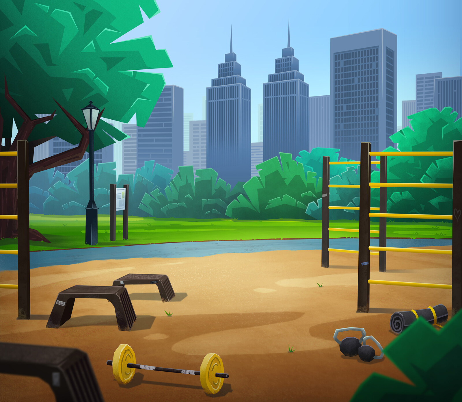 Mobile game background for a canceled project for Sproing Interactive Media GmbH, Art Direction by Andrea Mannel. - Photoshop