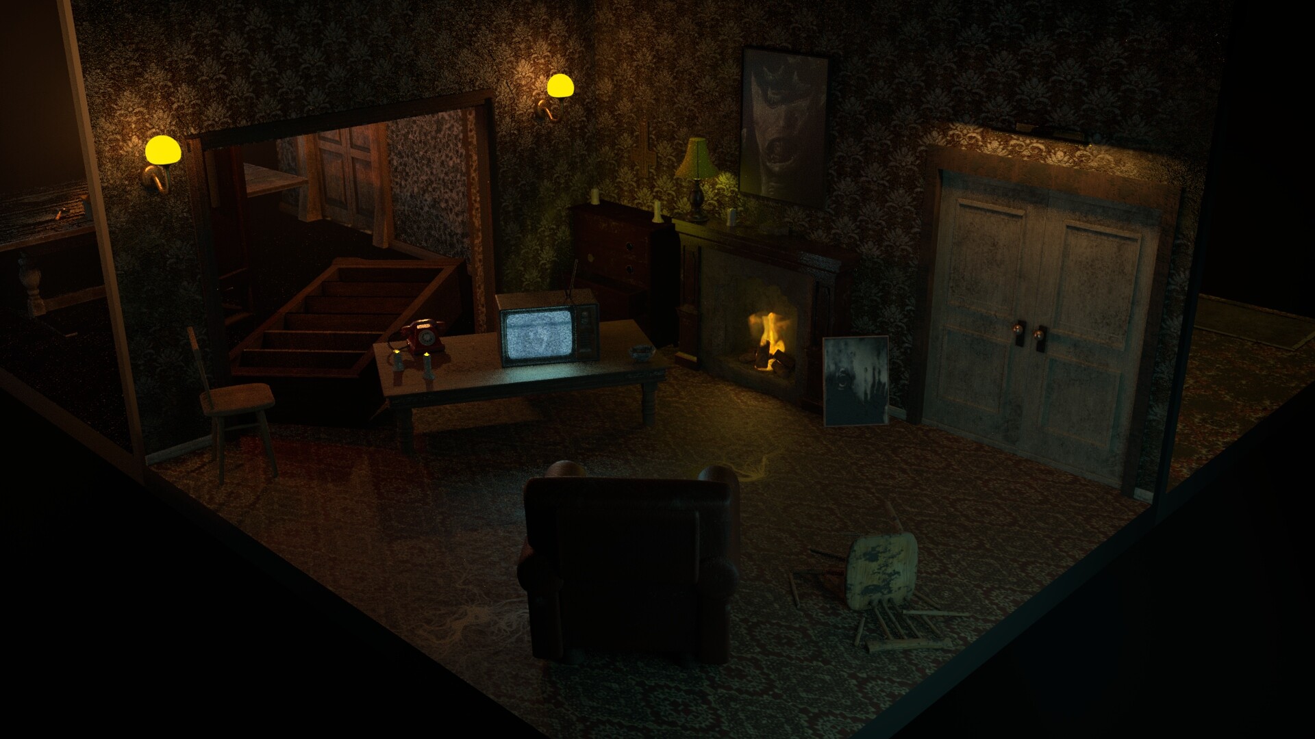Artstation Haunted House Living Room Environment Elliot Hoey