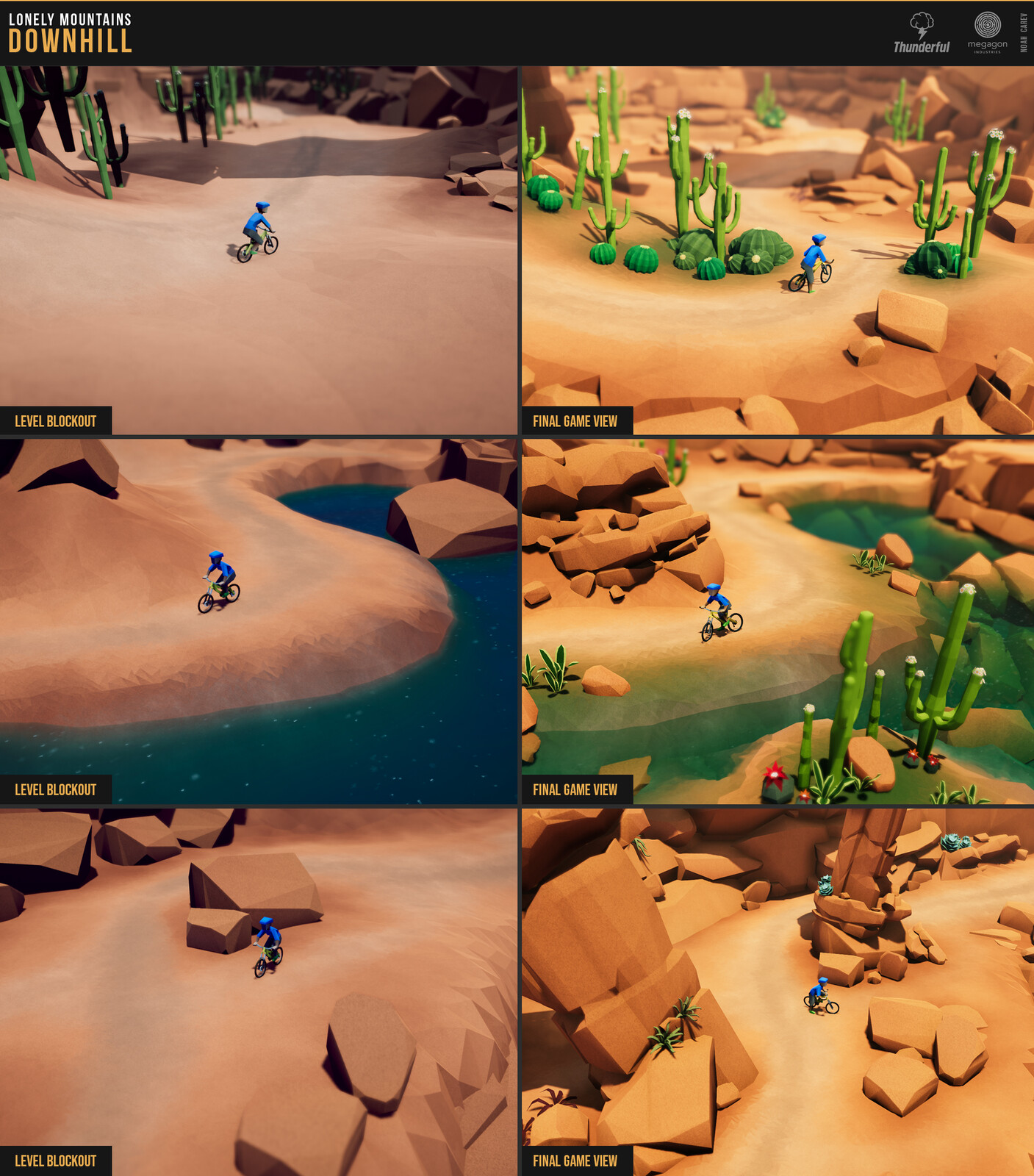 On the left side the rough level design, on the right side the finished trail ingame.