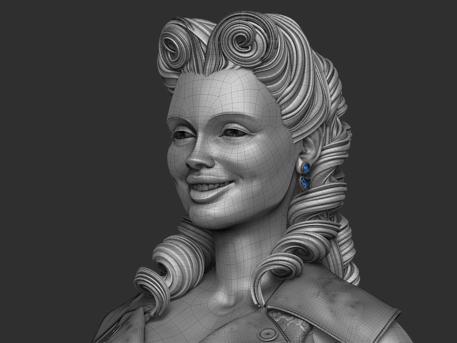 Layers on Zbrush were used to do the smiling or serious pose. 