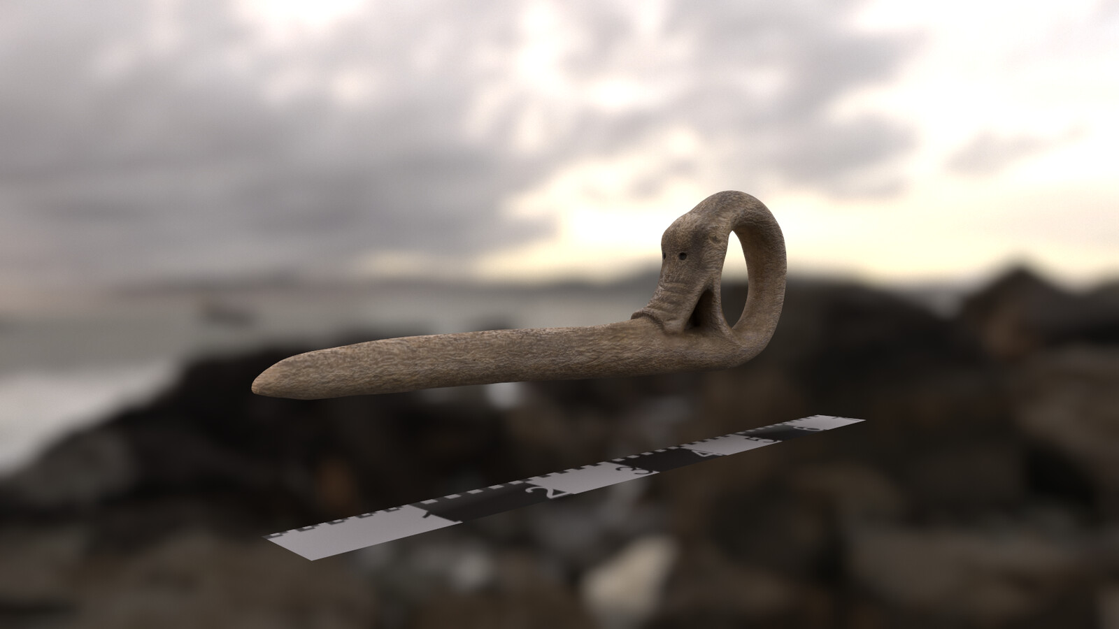 Norse ring-pin with animal head render