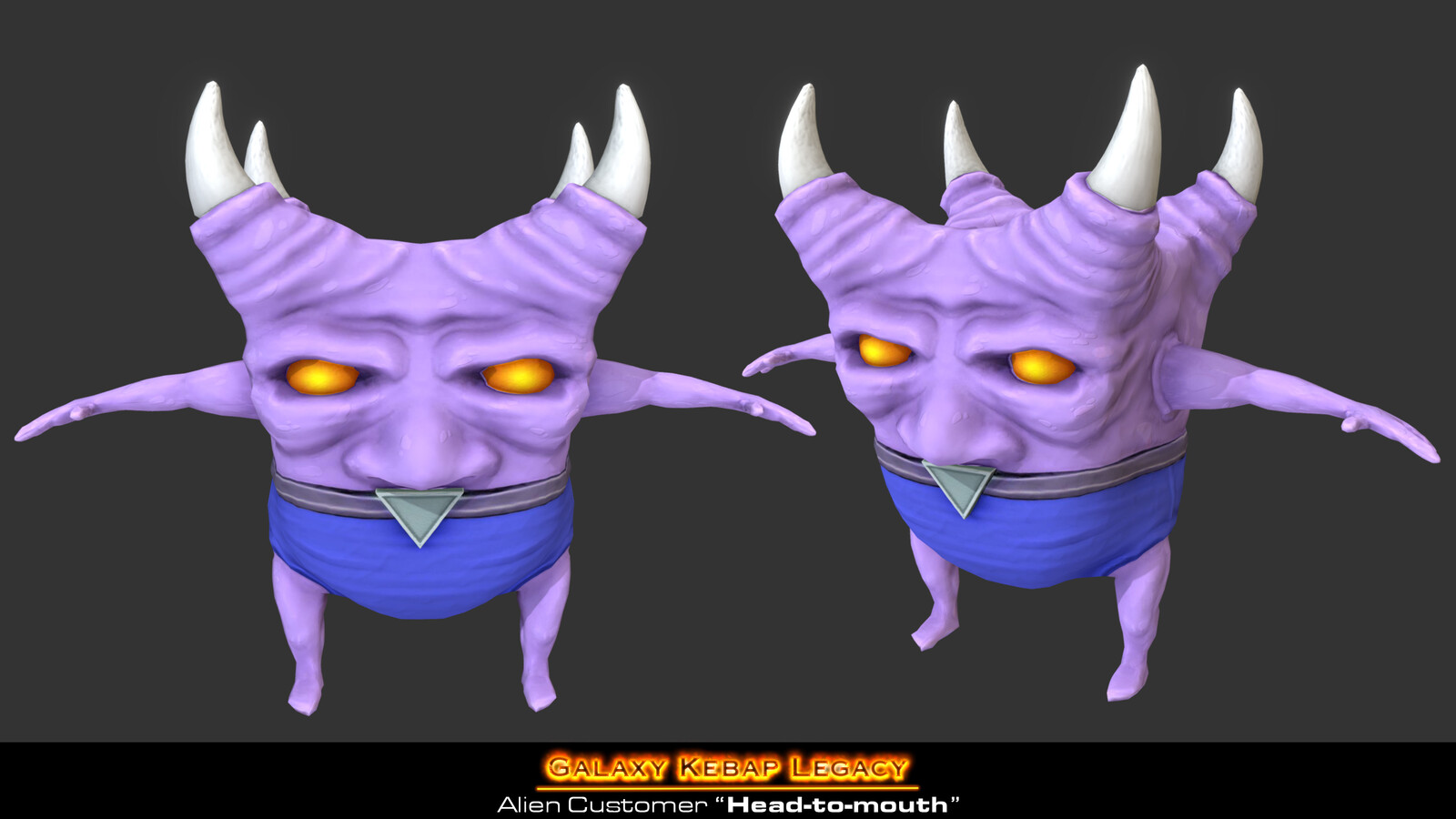 Head to mouth alien customer character