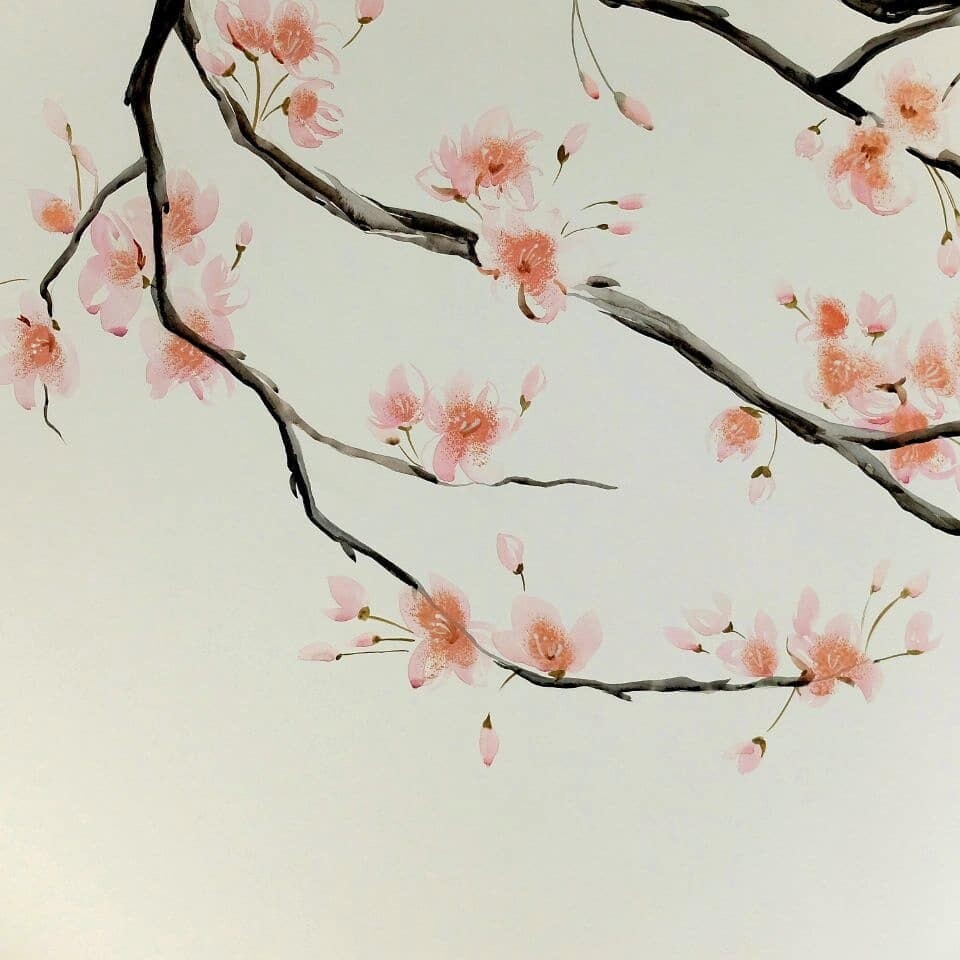 Artstation Sakura Wall Painting In A Girl S Room In A Country
