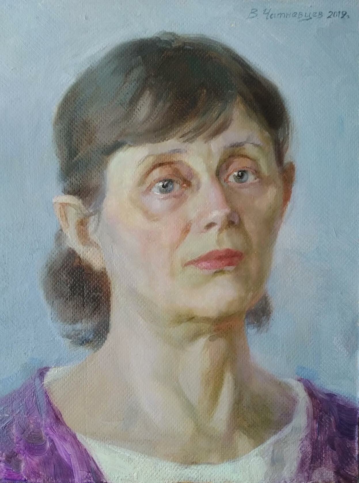 ArtStation - Женский портрет. Этюд. Female portrait. 33,3х25,3. oil and ...