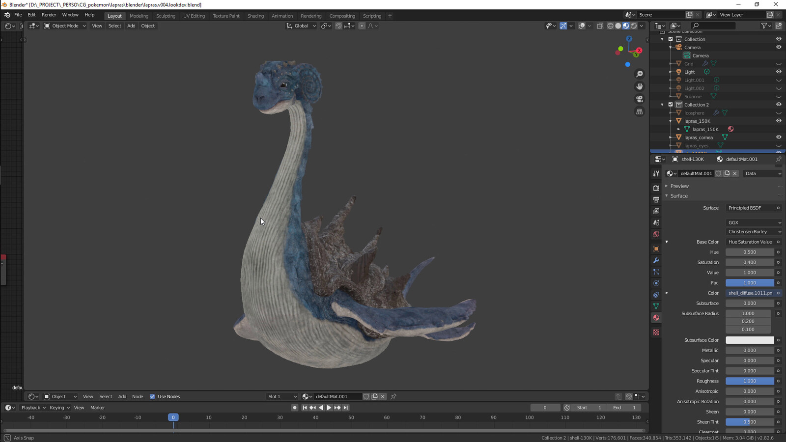 In the video I'm using my lapras pokemon as an example to check Blender 2.82  ability to load multiple texture tiles on heavier mesh. Works fine ! 