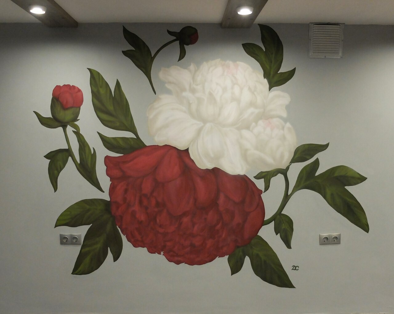 Artstation Peony Airbrush Wall Painting In Gym Sofiya Dziubliuk