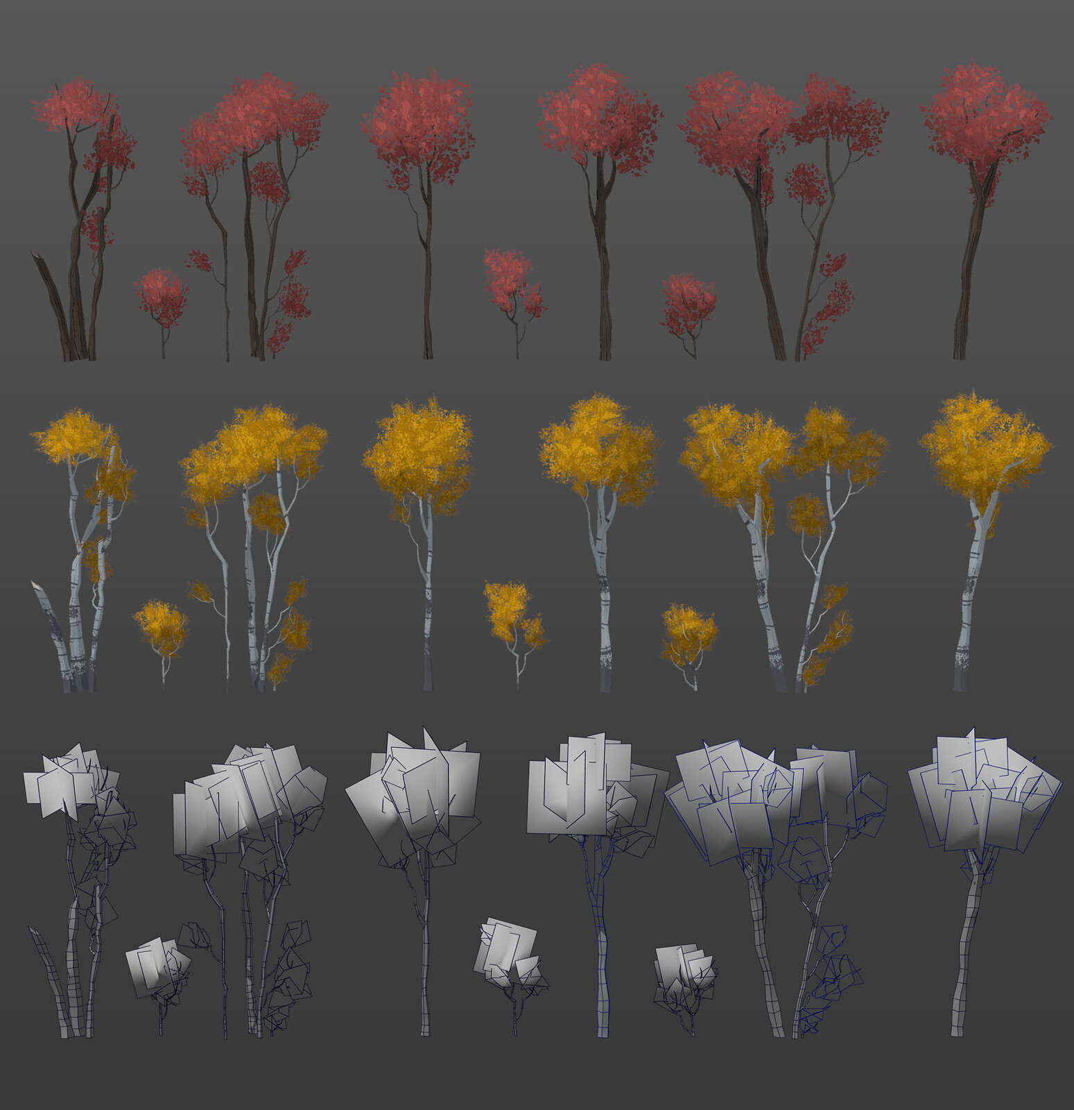 Tree assets wireframe