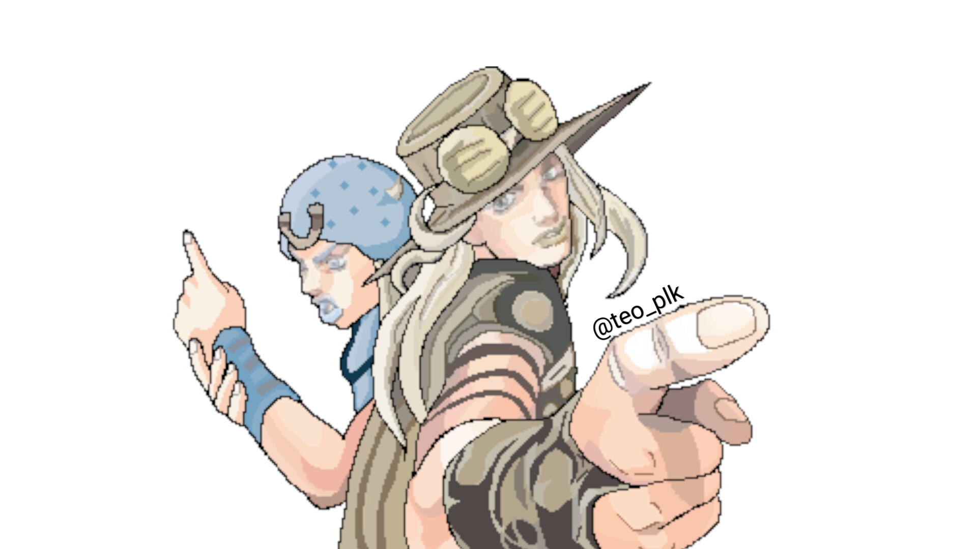 Artstation Gyro Zeppeli And Johnny Joestar Pixel Art Theophilos
