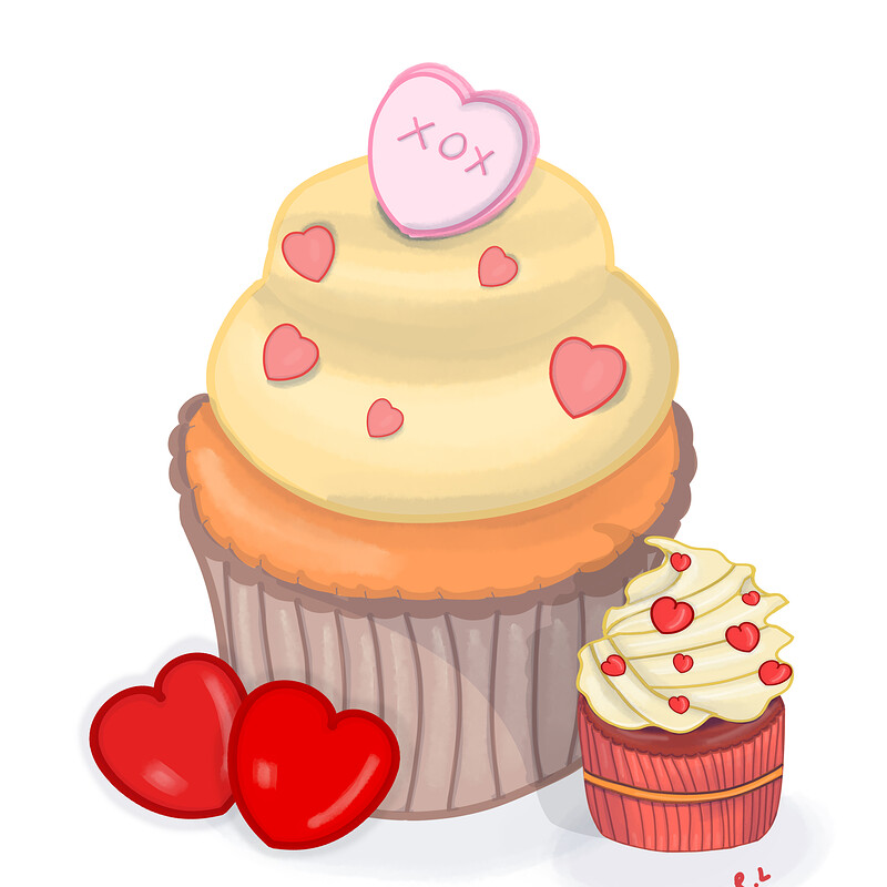 Cupcakes with Hearts