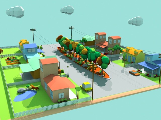 Artstation Low Poly Neighborhood 9730