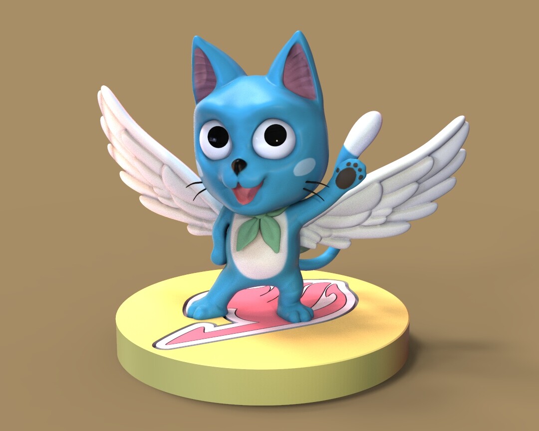 STL file Happy-Fairy Tail-Anime Series-Fan Art 🎨・3D print object to  download・Cults