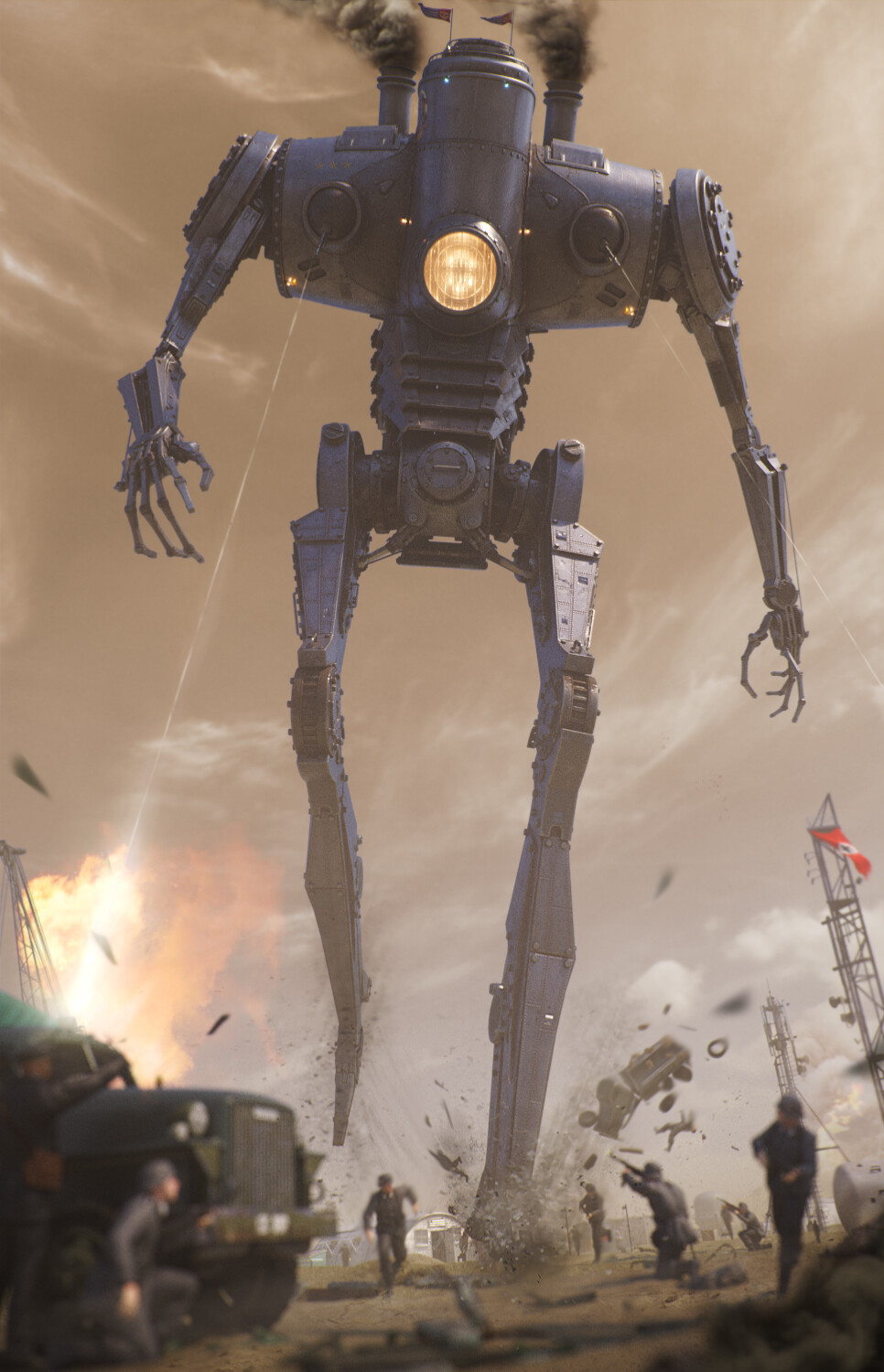 ArtStation - BOO-HOO a giant robot is storming the base :(