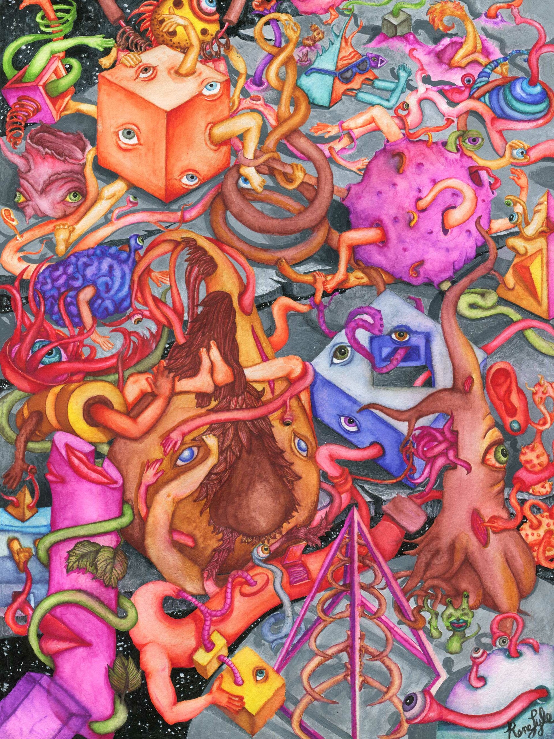 Rene Lyle Trippy Surreal Watercolor Painting