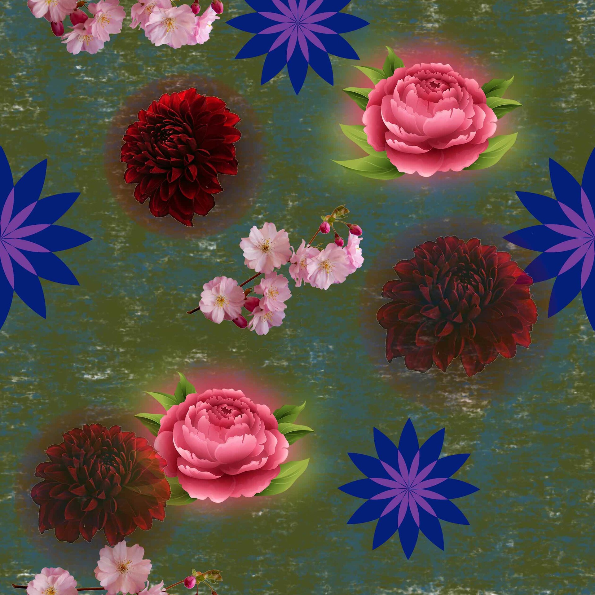 Artstation Beautiful Floral Seamless Pattern On Black Background