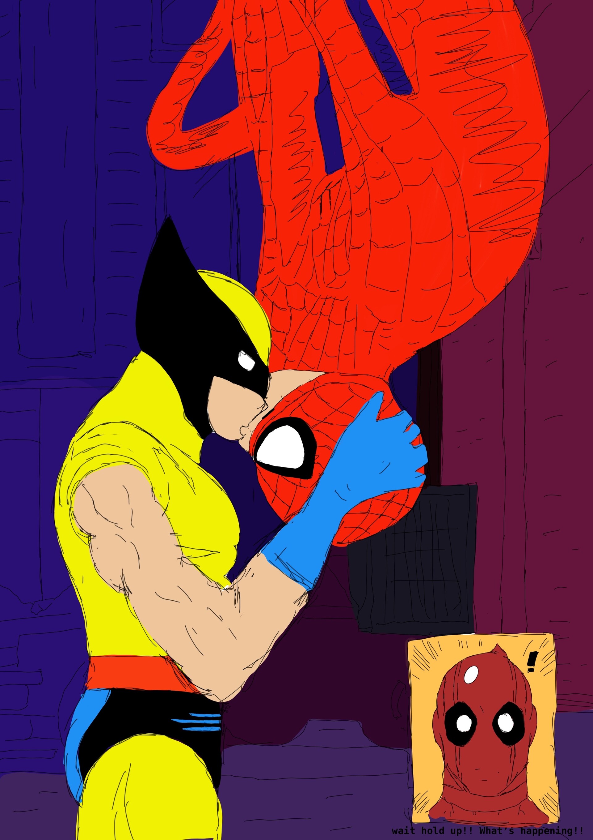 ArtStation - Wolverine and Spider-Man kissing