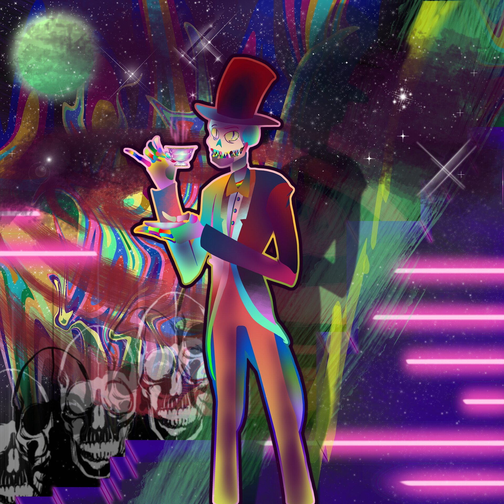 Artstation Itward Franbow Game Art Constance Cartwright Drawing skeleton top hat rose. artstation itward franbow game art