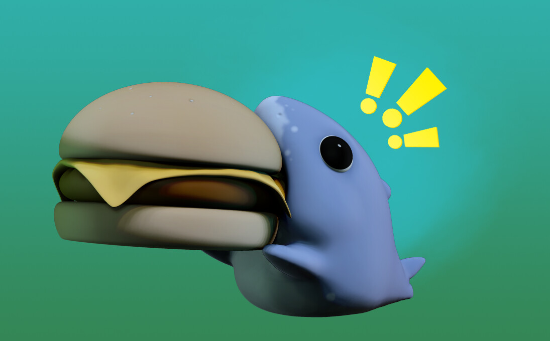 ArtStation - Shark Eating Cheeseburger