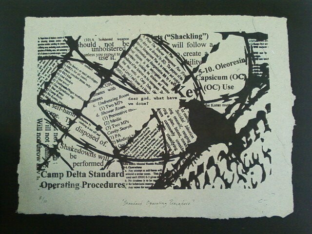 Standard Operating Proceedure. Screen Print on Combat Paper.