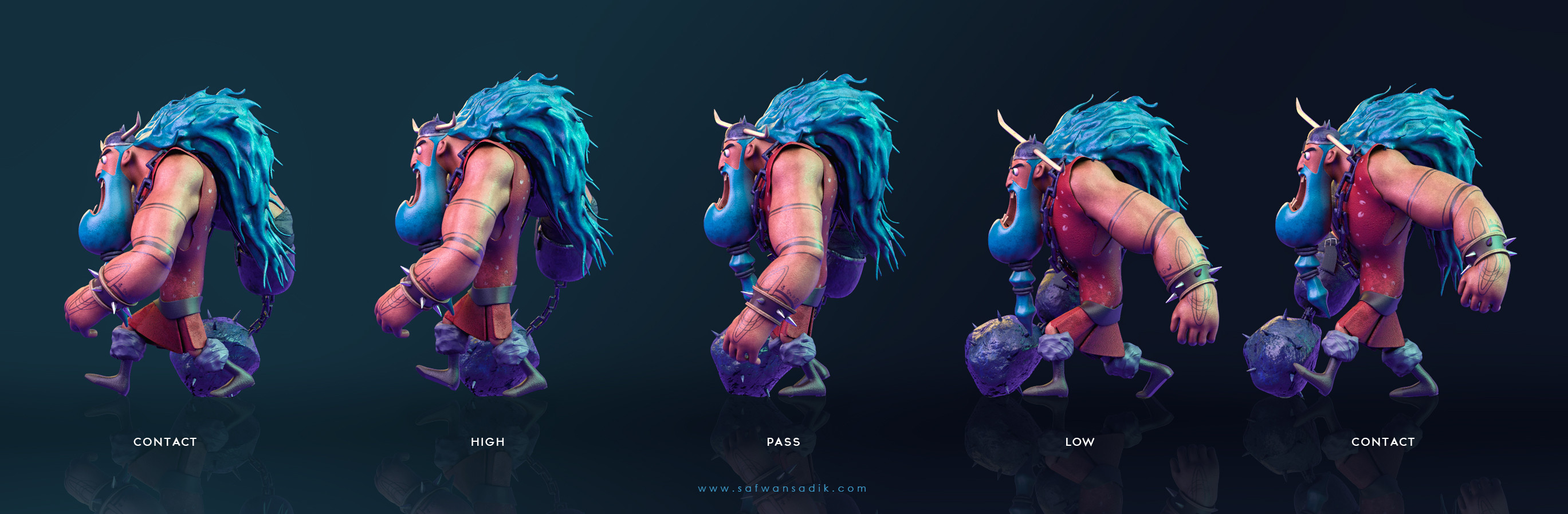 CUTE PIRATE - 3D Walk Cycle Key Poses