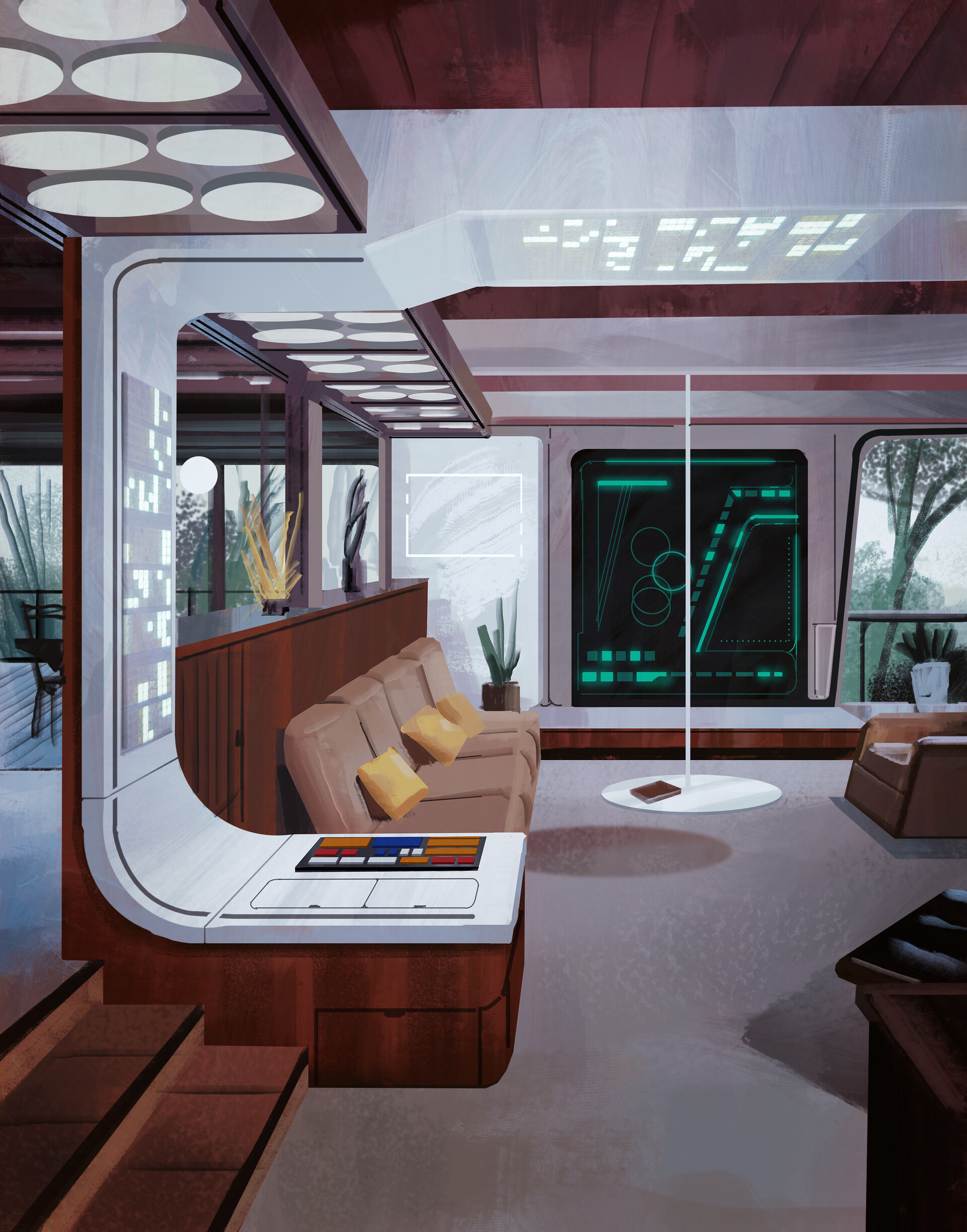 Artstation Retro Futuristic Living Room Louis Le Roy